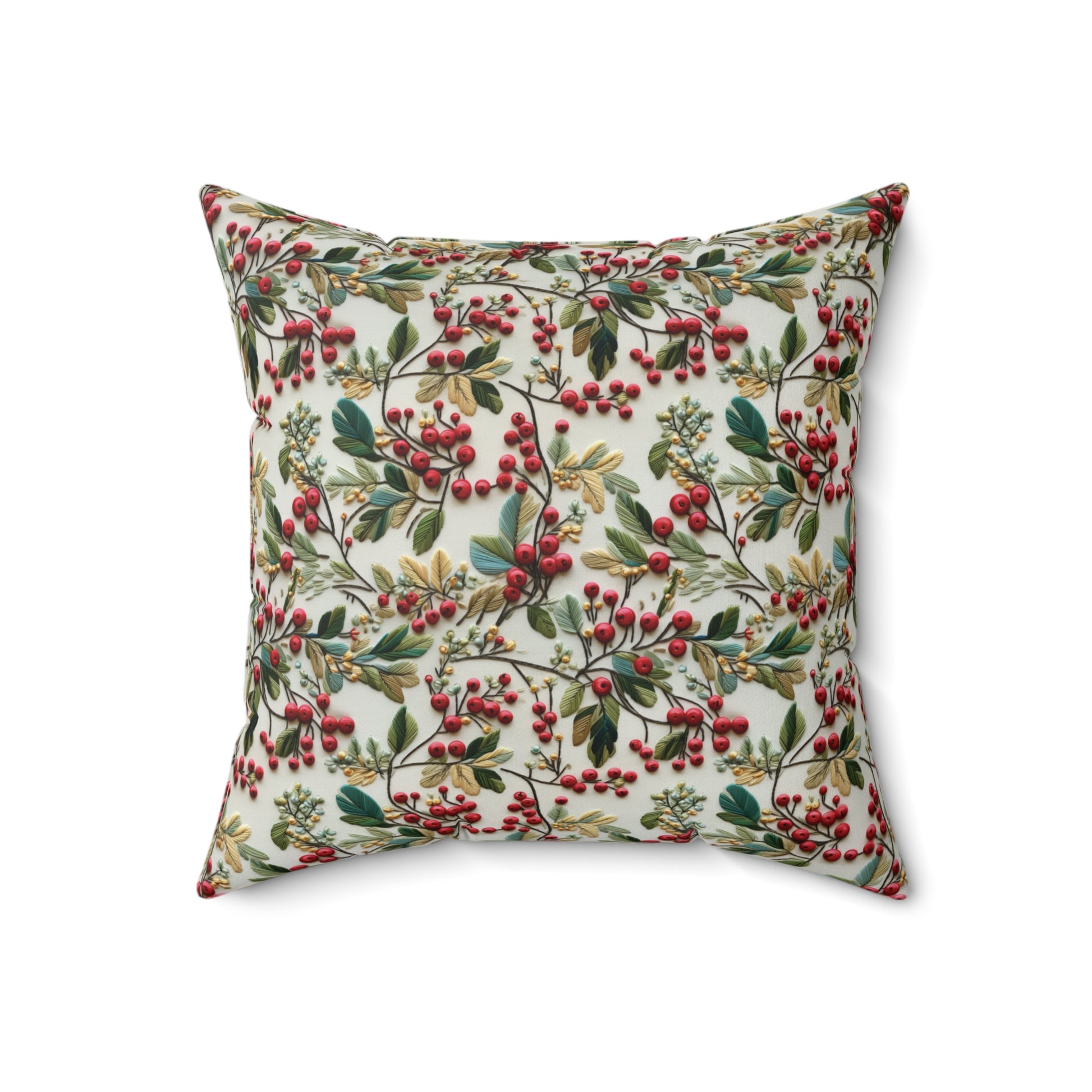 Housewarming Gift Christmas Holly Floral Design Square Decorative Pillow Elegant Home Accent Home Decor | Premium Quality, Soft, and Durable | Perfect for Couch, Bed, or Chair | Elegant Bedrooms Pillow Gift New House, Bridal Shower Gift - MRSBYVALLE