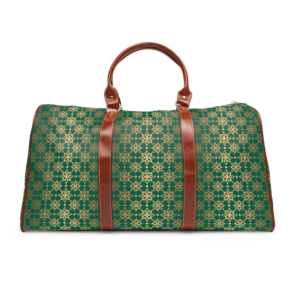 Elegant Green Travel Bag with Gold Accents Perfect for Holiday Trips & Weekend Getaways – Stylish & Durable Overnight Bag for Luxurious and Chic Travel - MRSBYVALLE