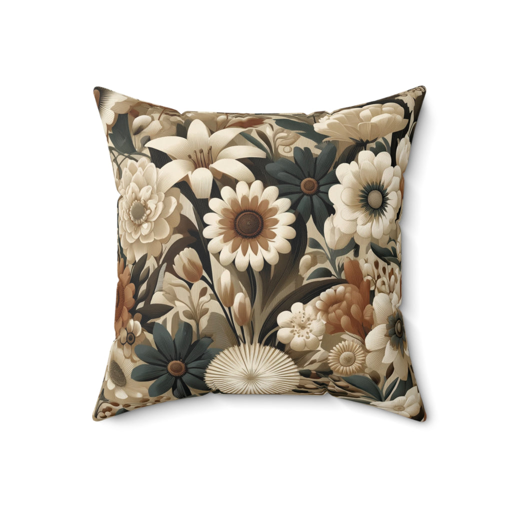 Mid-century Modern Floral Square Pillow Elegant Holiday Decor Perfect for all Seasonal Decorations Perfect Accent for Living Rooms, Bedrooms, Soft, Durable, Pillow Gift New House, Bridal Shower Gift - MRSBYVALLE