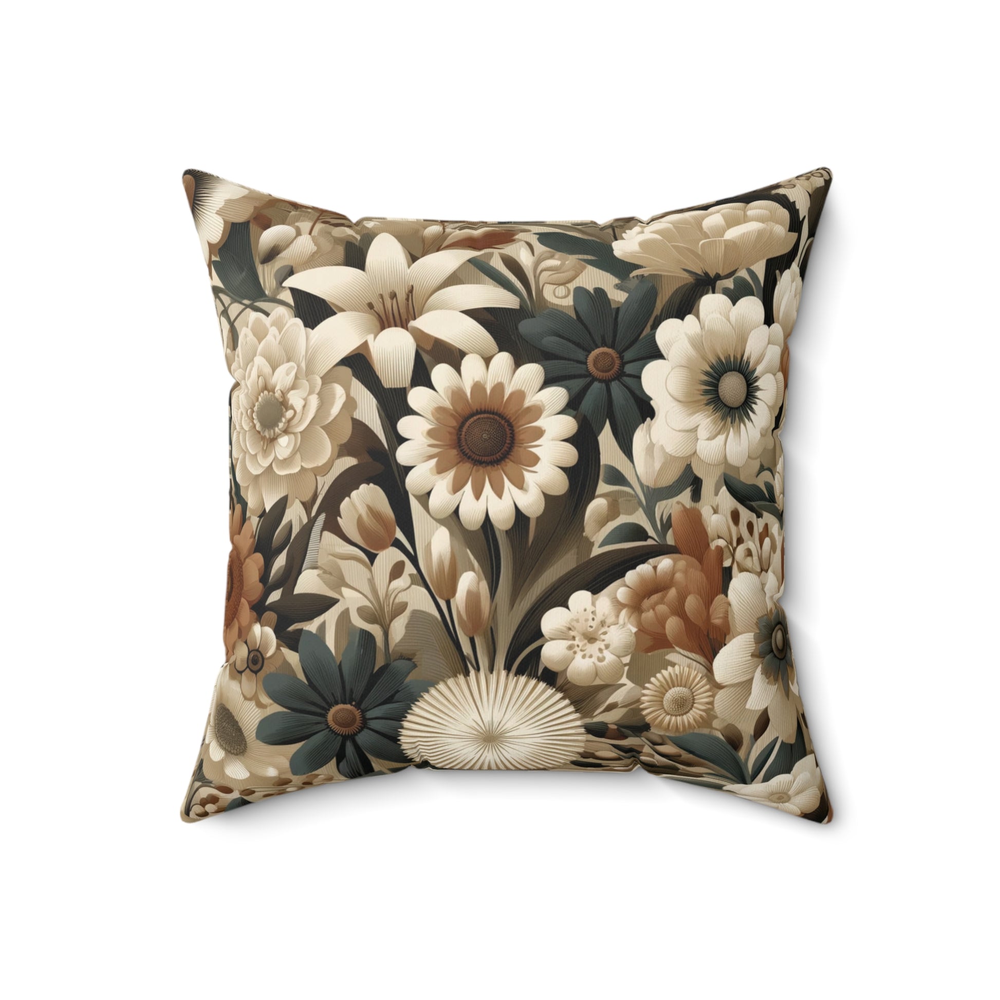 Mid-century Modern Floral Square Pillow Elegant Holiday Decor Perfect for all Seasonal Decorations Perfect Accent for Living Rooms, Bedrooms, Soft, Durable, Pillow Gift New House, Bridal Shower Gift - MRSBYVALLE