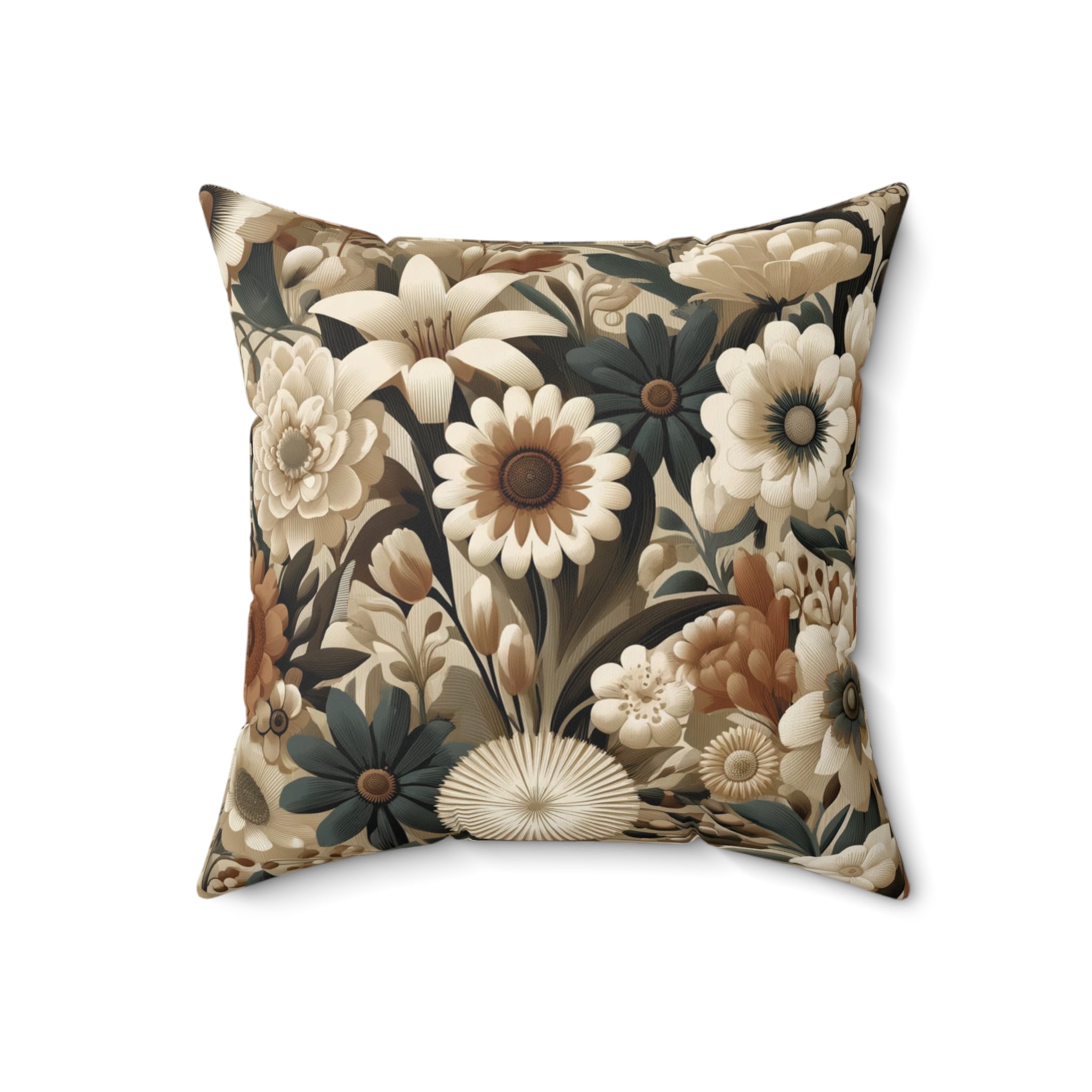 Mid-century Modern Floral Square Pillow Elegant Holiday Decor Perfect for all Seasonal Decorations Perfect Accent for Living Rooms, Bedrooms, Soft, Durable, Pillow Gift New House, Bridal Shower Gift - MRSBYVALLE