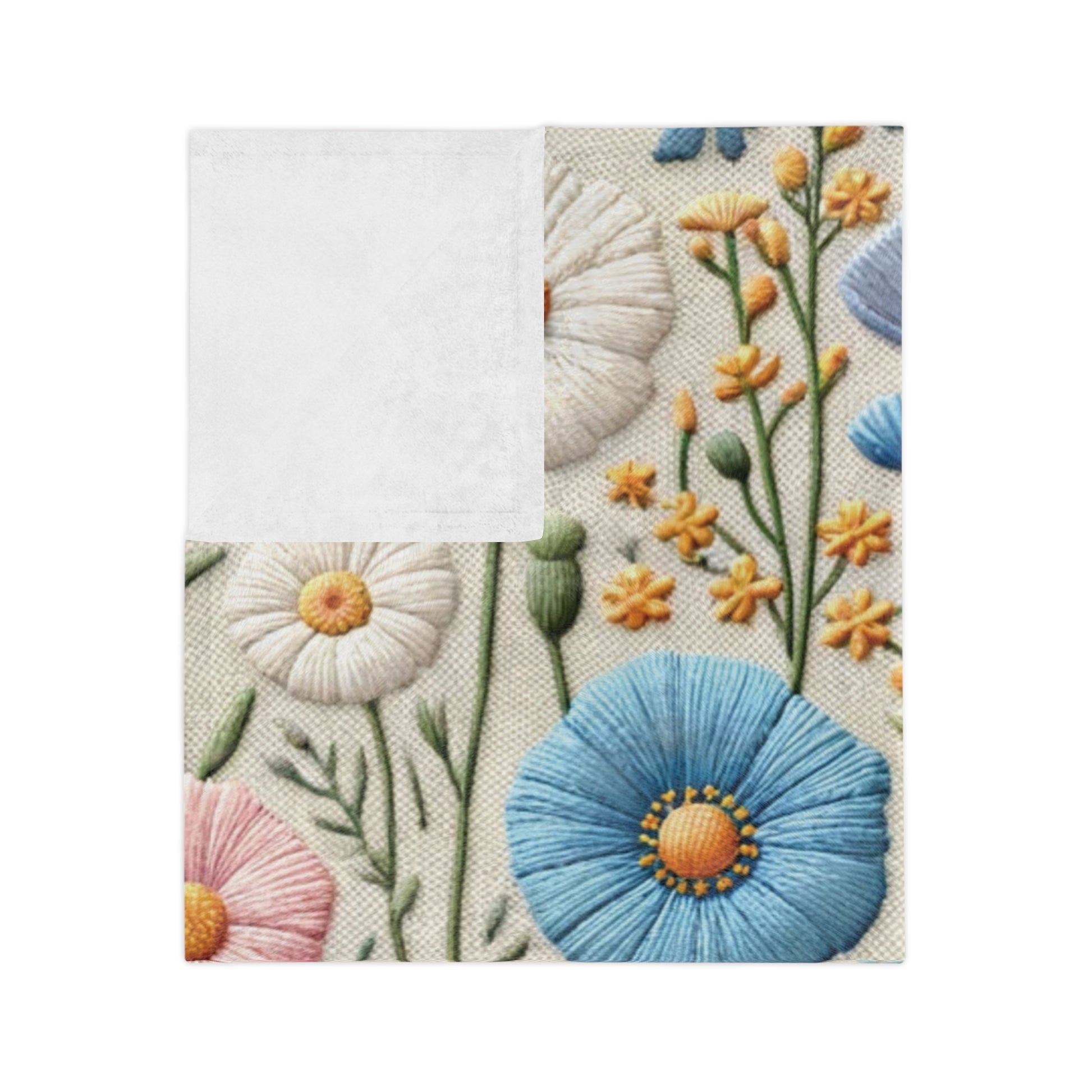 Boho Pastel Wildflower Minky Blanket  in Luxurious 100% Polyester Cozy Comfort Throw Ultra-Soft Microfiber Comfort Blanket, Perfect for Snuggling Decor, Cozy All-Season Warmth, Comfort Housewarming Gift Throw.