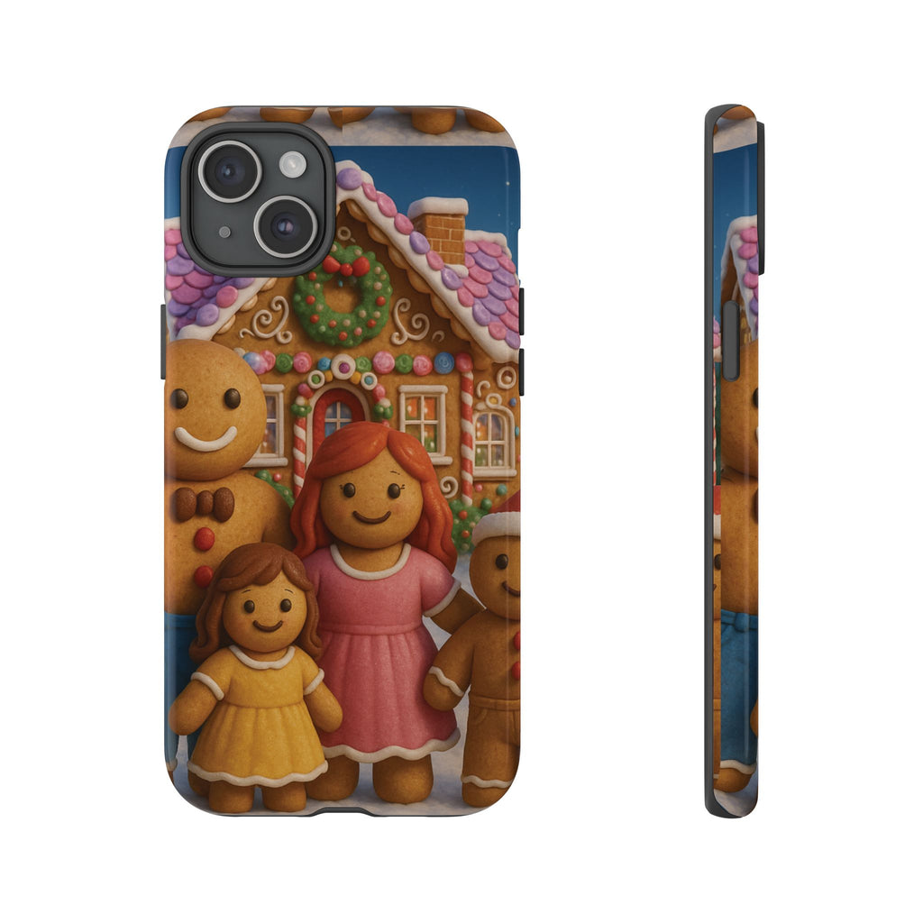Coque de téléphone esthétique Famille en Pain d'Épices – Design d'inspiration vintage sur le thème de Noël – Étui stylé pour modèles iPhone et Samsung Galaxy