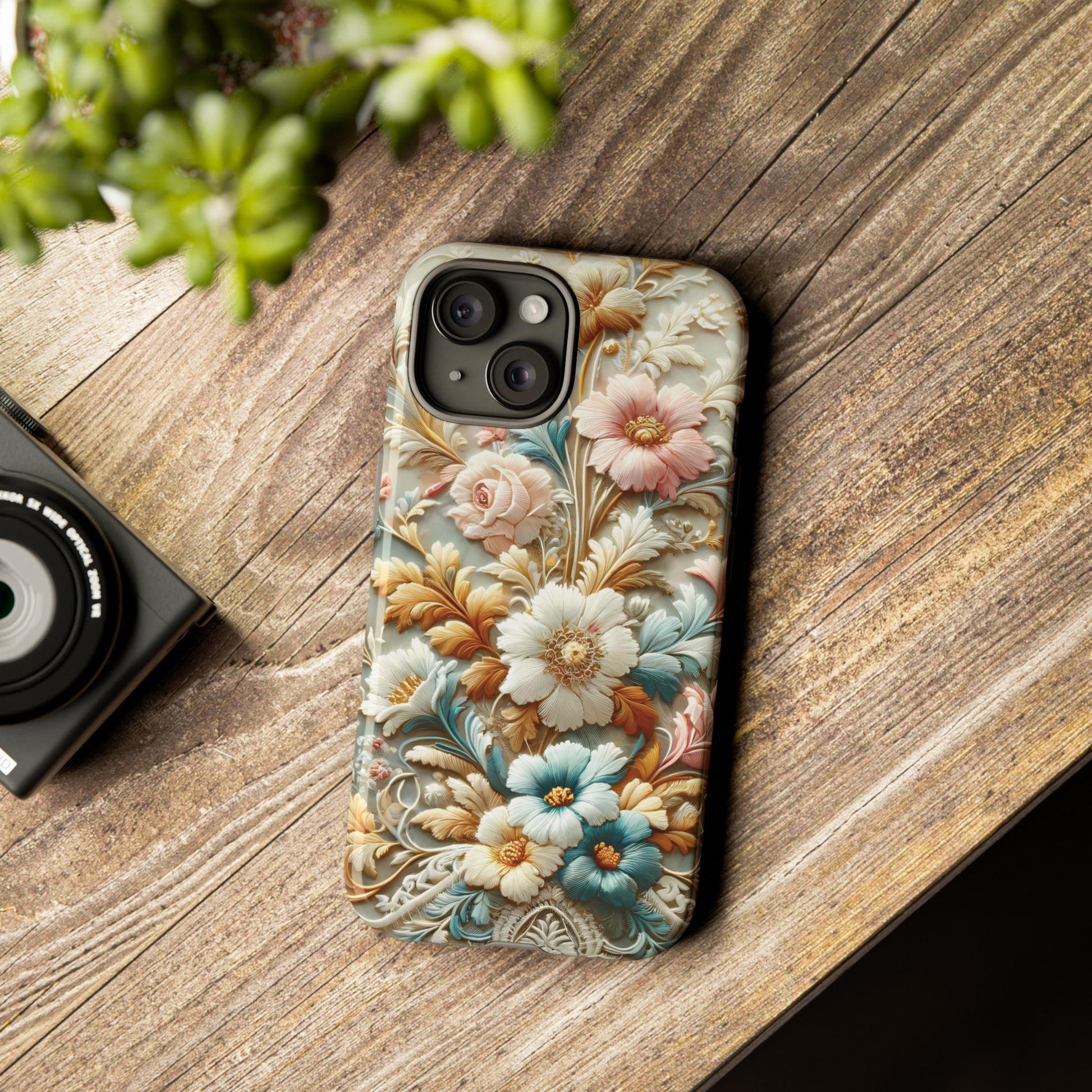 3D Elegant Faux Flowers Phone Case Stylish & Durable for iPhone Samsung Gift iPhone 15, 14, 13 Samsung Pixel Gift for Mom Accessory Gift for Her
