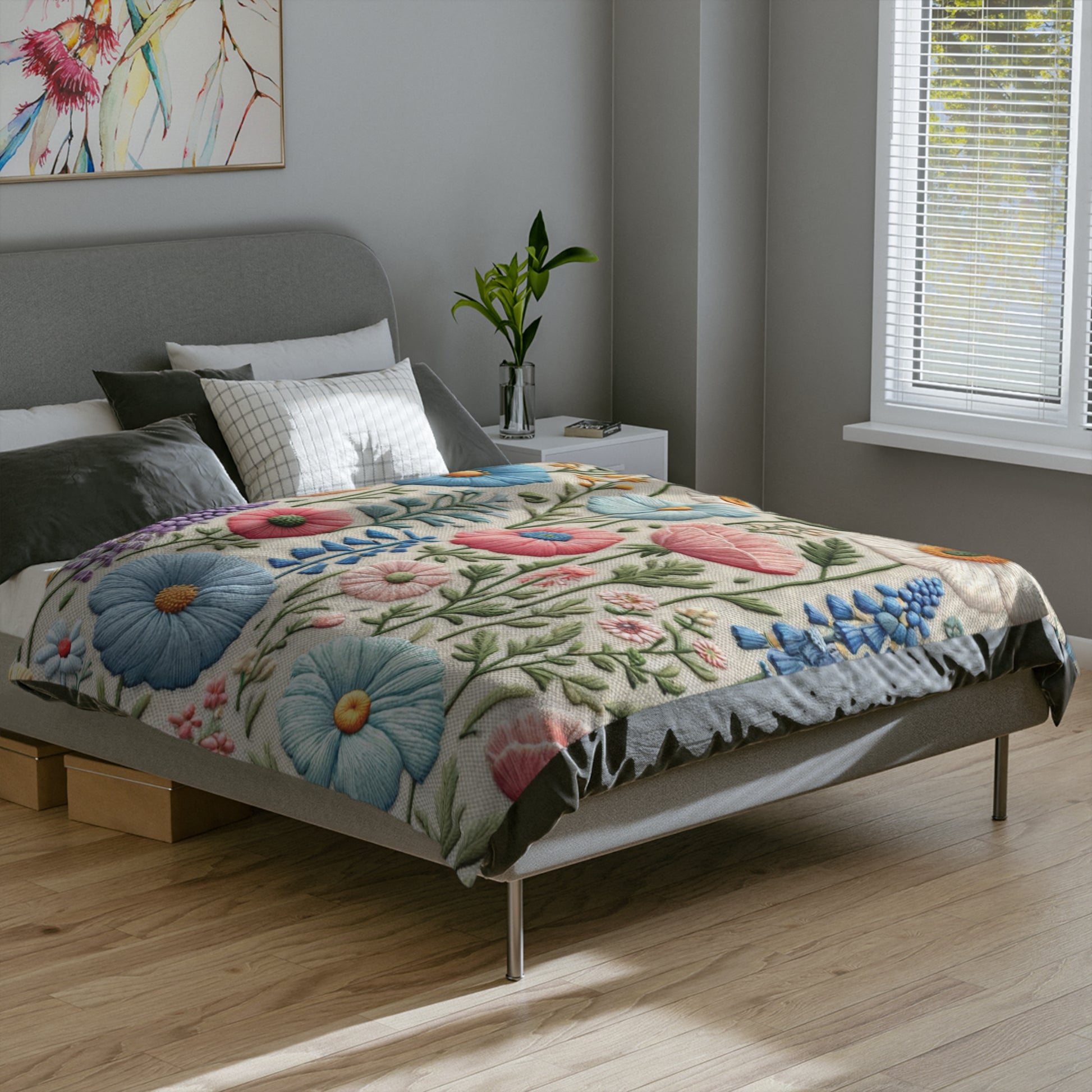 Boho Pastel Wildflower Minky Blanket  in Luxurious 100% Polyester Cozy Comfort Throw Ultra-Soft Microfiber Comfort Blanket, Perfect for Snuggling Decor, Cozy All-Season Warmth, Comfort Housewarming Gift Throw.