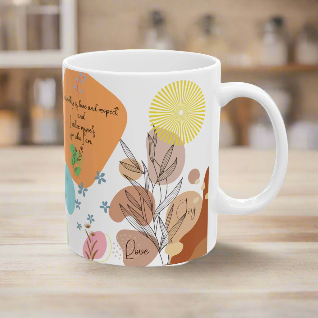 Daily Motivation Mug Positive Affirmations Ceramic Coffee Mug (11oz, 15oz) – Uplifting Quote Cup for Confidence, Mindfulness & Self-Care Gift Her