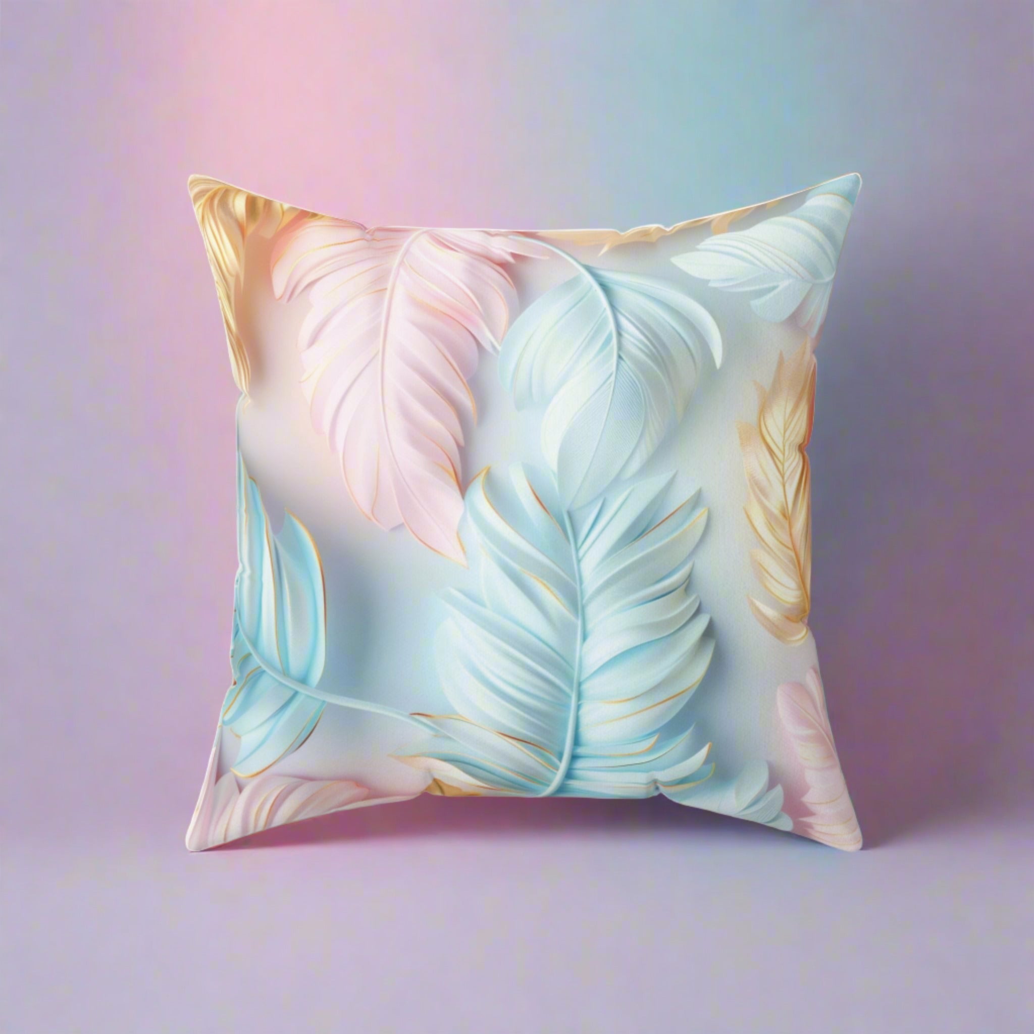 Pastel Feathers Design Square Pillow Elegant Holiday Decor Perfect for all Seasonal Decorations Perfect Accent for Living Rooms, Bedrooms, Soft, Durable, Pillow Gift New House, Bridal Shower Gift - MRSBYVALLE