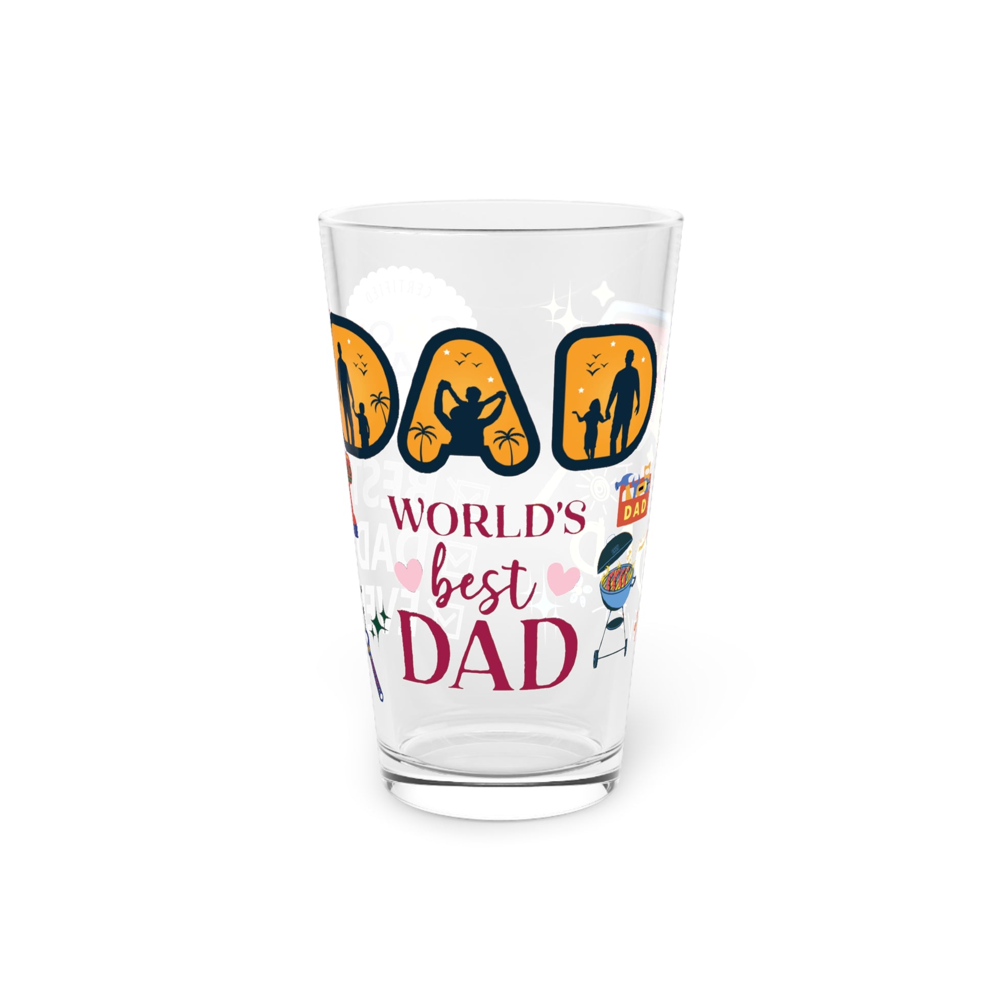 Super Dad 16oz Pint Glass Fun & Functional Drinkware Gift for Dads, Clear BPA-Free Glass, Perfect for Father’s Day, BBQs, Game Day & Everyday Cheers