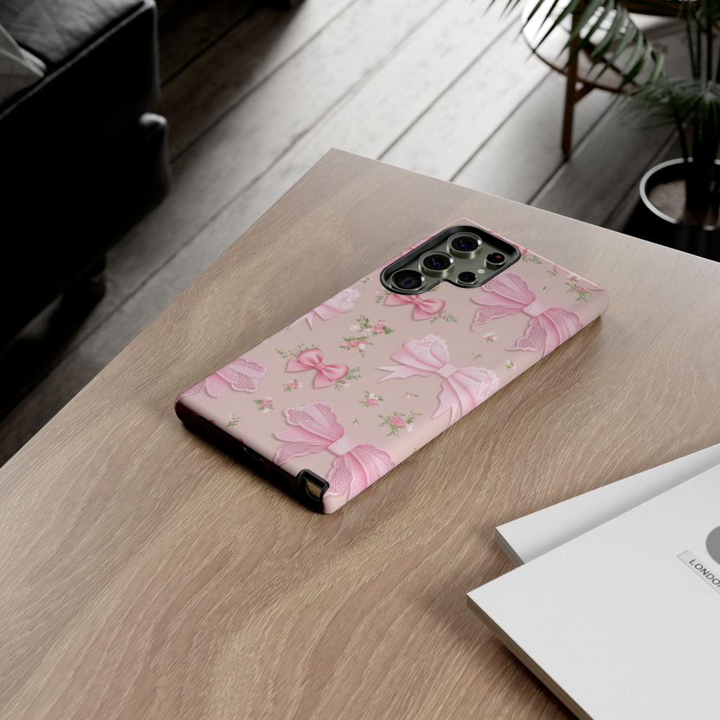 Luxury Pink Bow Phone Case – Cute & Protective Cover for iPhone & Samsung Gift for Her