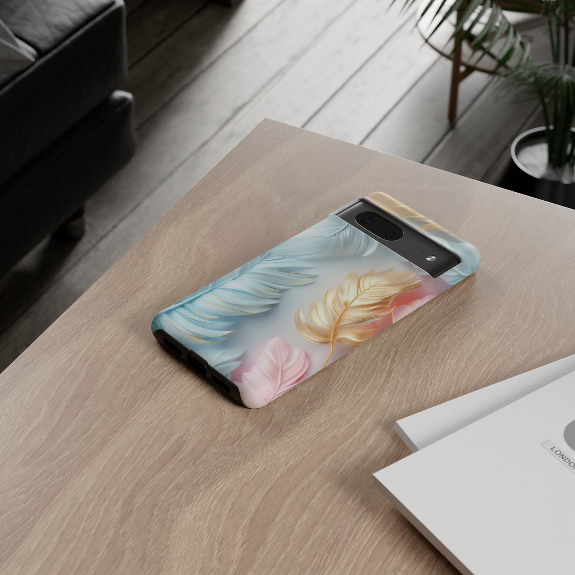 Pastel Feathers Protective Phone Case Gift for Her Phone 15, Samsung iPhone Samsung Gift for Her Case iPhone 15, Samsung iPhone Samsung Accessory Gift for Her