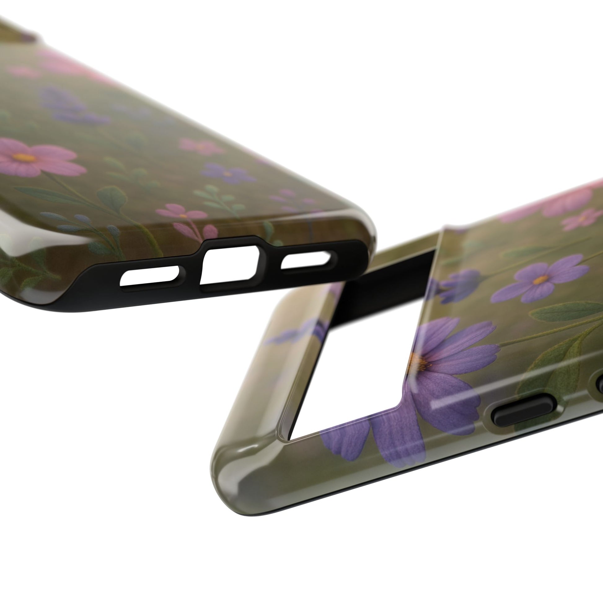 Pastel Flowers 3D Illusion Wildflower Phone Case Cute Pastel Floral Design in Lavender, Pink, Mint Green Aesthetic Protective Case for iPhone and  Android