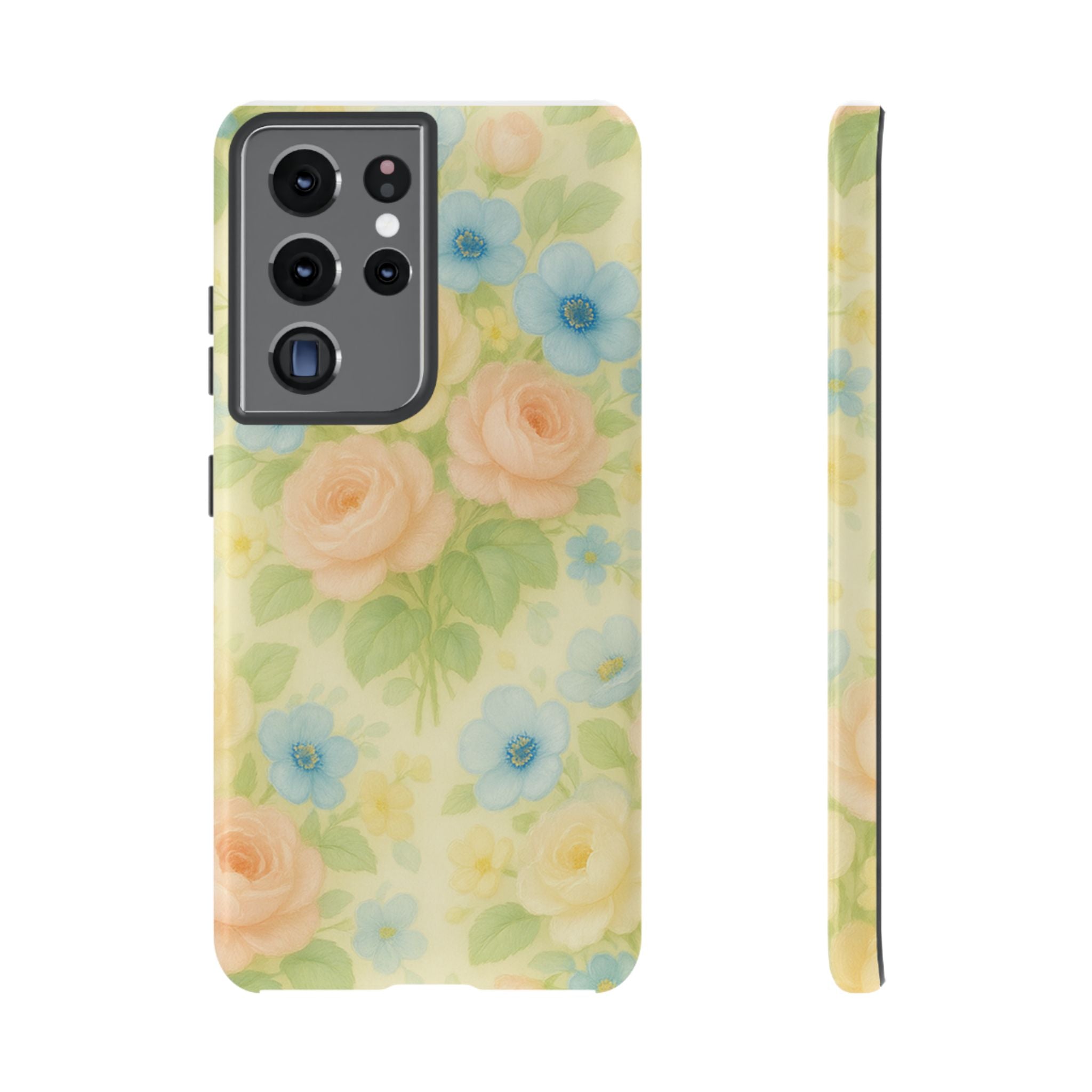 Pastel Yellow Vintage Floral Phone Case  Romantic Cottagecore Aesthetic, Soft Botanical Design, Protective Gift for Her, Fits iPhone & Samsung Models