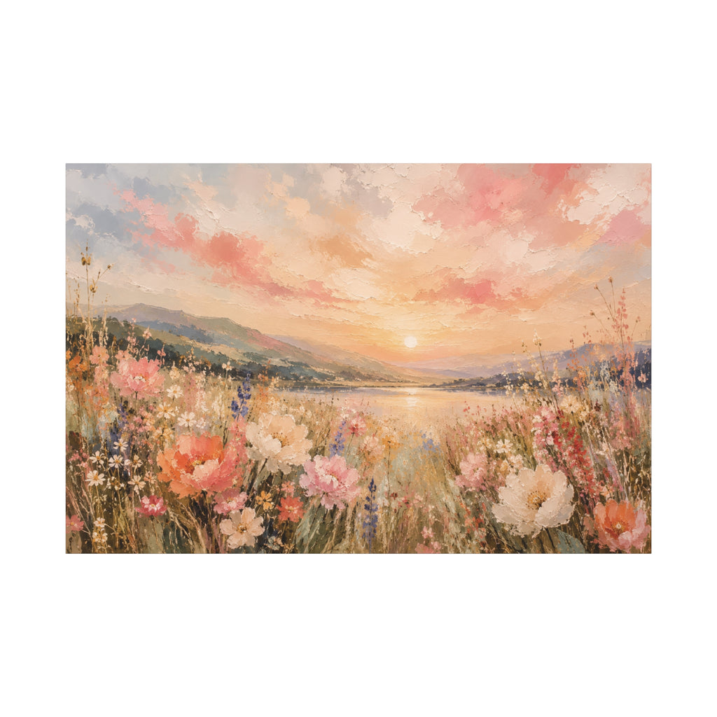 Where Heaven Meets the Meadow Luxury Wildflower Landscape Canvas Wall Art Large Modern Floral Meadow Painting for Living Room  Bedroom Decor