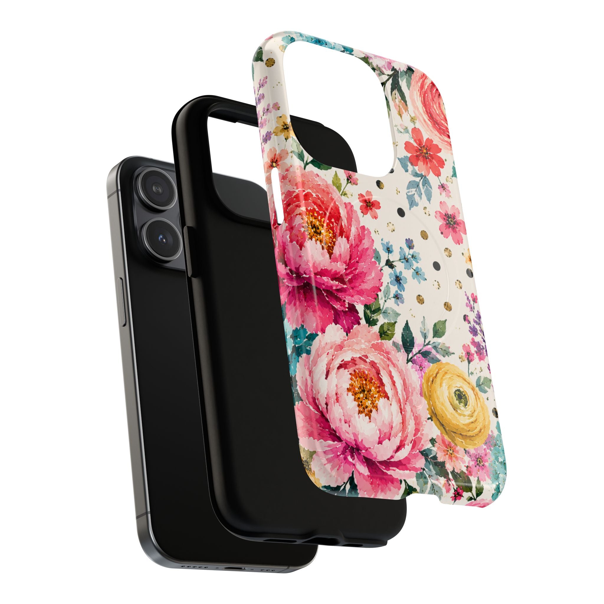 Watercolor Floral Peonies phone case | magnetic slim protective case