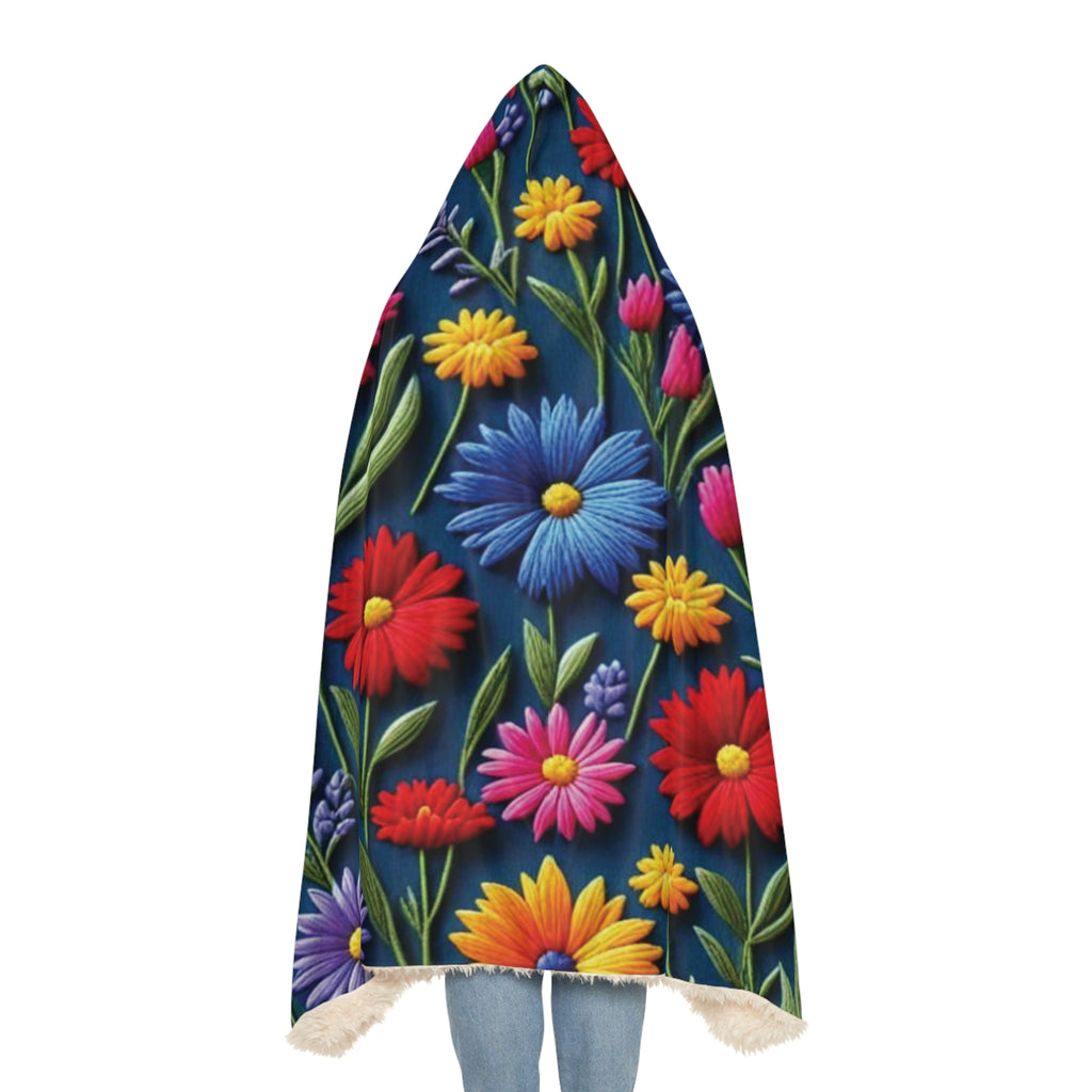 3D Illusion Wildflower Hooded Snuggle Blanket Cozy Throw for Her, Soft Winter Comfort, Relaxation, Movie Nights, Unique Floral Gift for Mom Housewarmimg