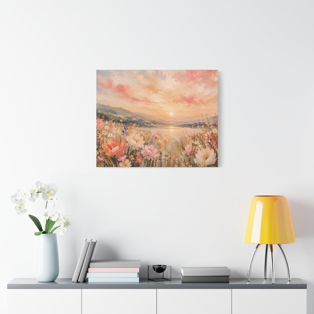Where Heaven Meets the Meadow Luxury Wildflower Landscape Canvas Wall Art Large Modern Floral Meadow Painting for Living Room  Bedroom Decor