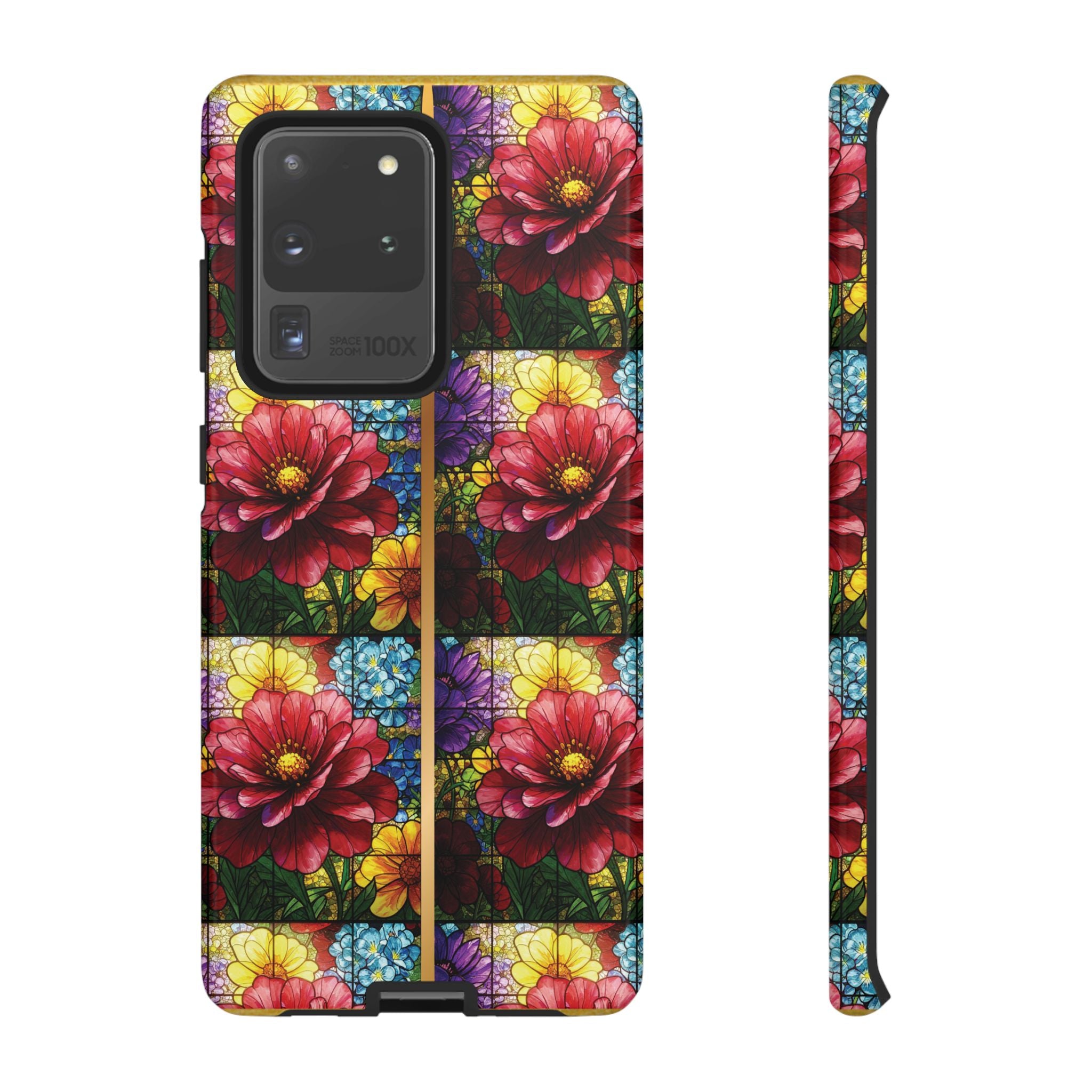 Stained Glass Illusion Floral Phone Case  3D Colorful Flower Design, Protective Christian Gift, Fits iPhone, Samsung, Google Pixel