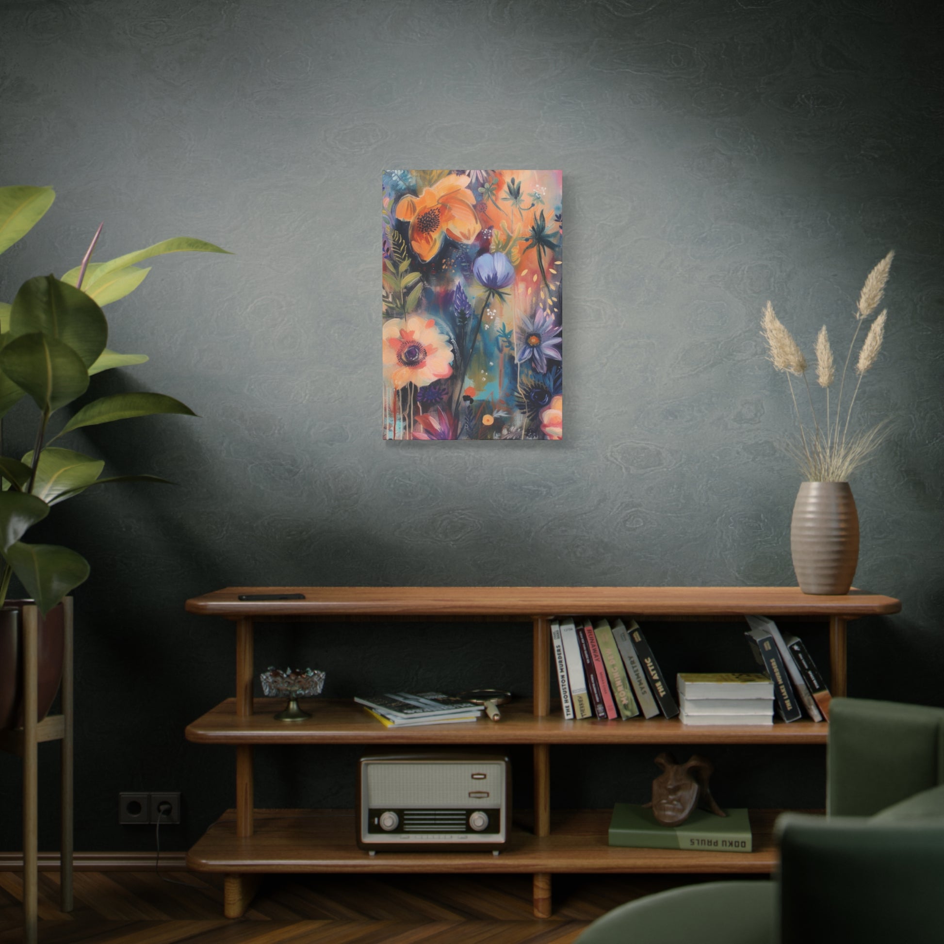 Boho Floral Wall Art Matte Canvas Stretched, Vibrant Botanical Design, Perfect for Living Room, Bedroom, or Office Decor, Adds a Stylish Touch to Any Space1.25" - MRSBYVALLE