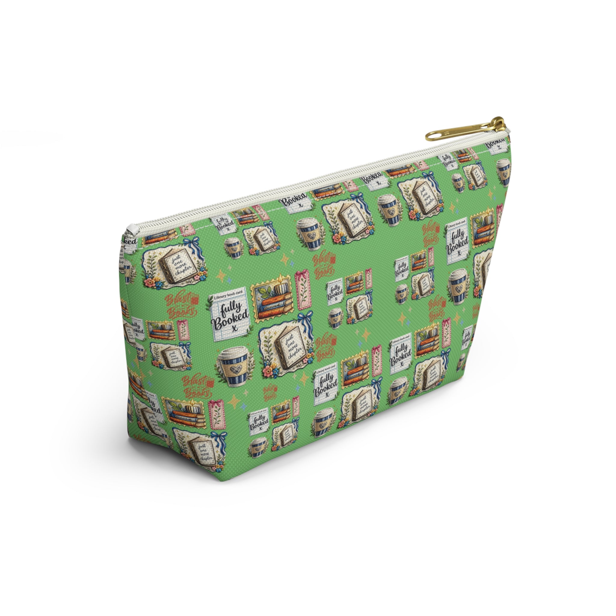 Pochette d'accessoires pour livres et café – Trousse de maquillage zippée en T pour les amoureux des livres