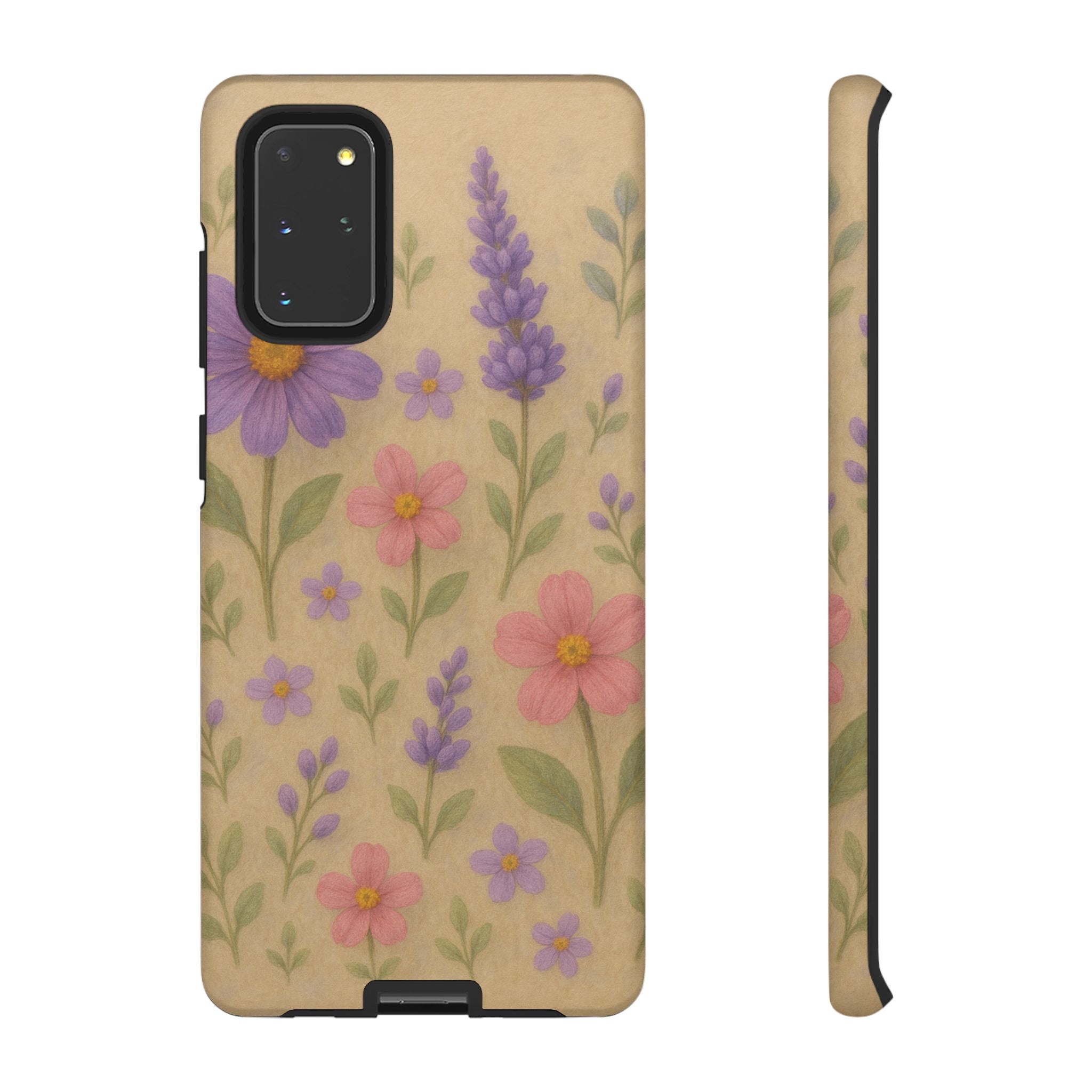 3D Illusion Wildflower Phone Case Cute Pastel Floral Design in Lavender, Pink, Mint Green – Aesthetic Protective Case for iPhone and  Android