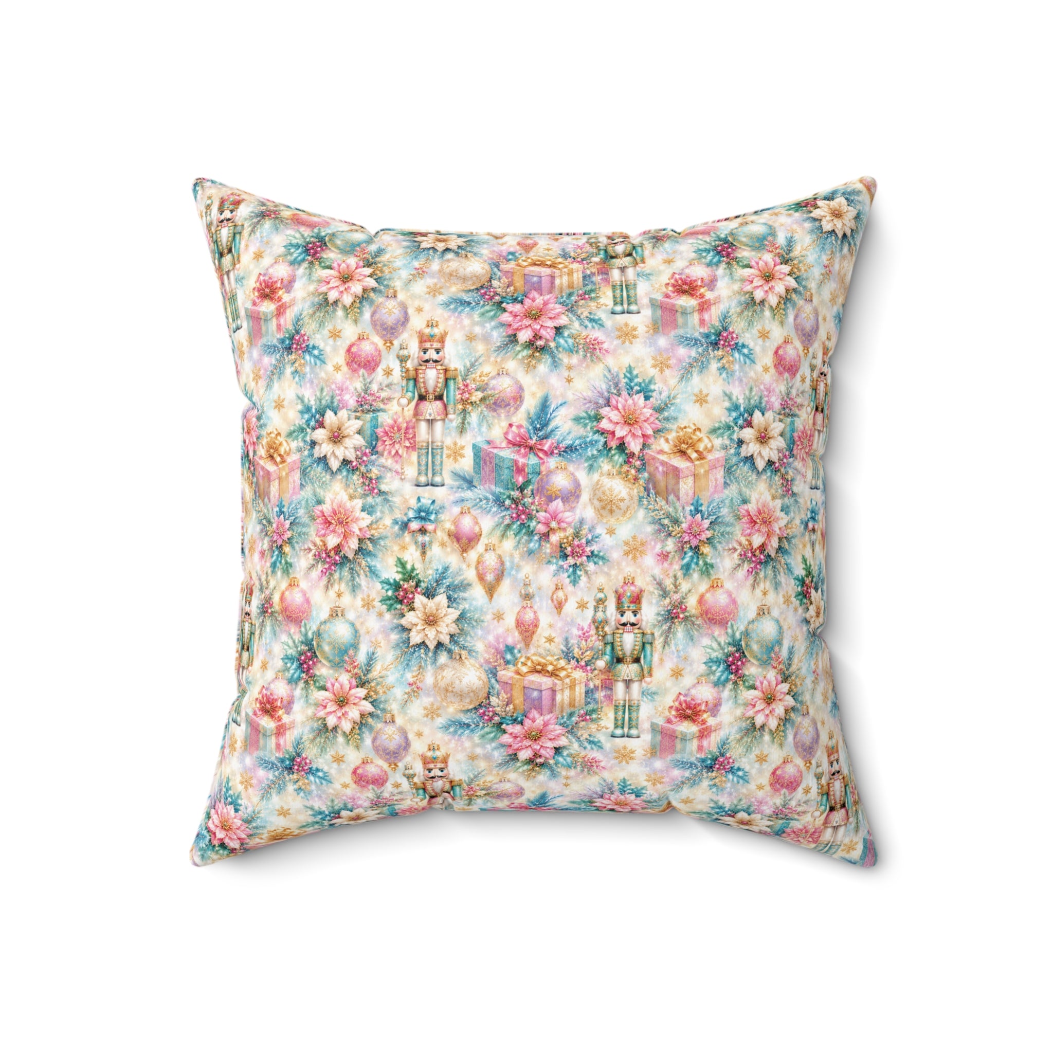 Luxury Nutcracker Christmas Throw Pillow | Pastel Pink Blue Holiday Decor Cushion | Elegant Winter Home Decor Gift | Christmas Accent Pillow