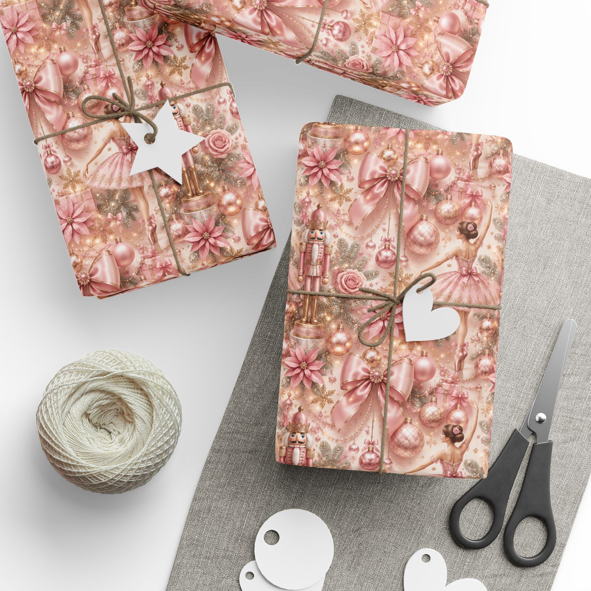Pink Nutcracker Ballet Christmas Wrapping Paper Seamless Vintage Ballerina Holiday Gift Wrap Luxury Pink Christmas