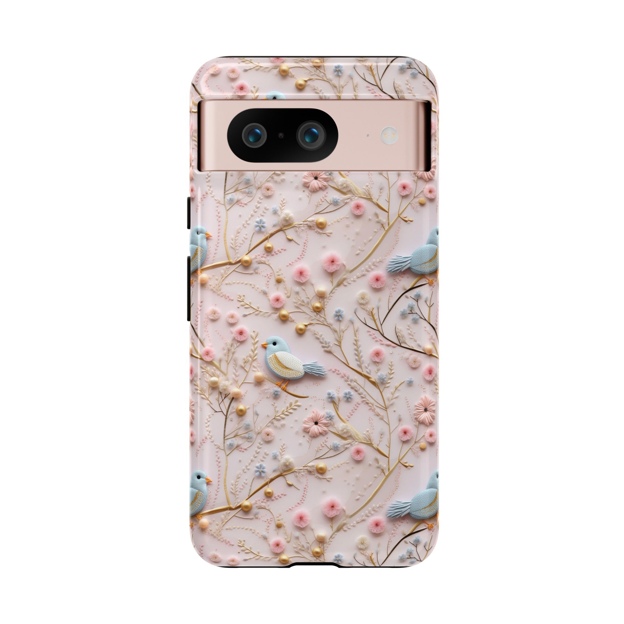 3D Birds Elegant Faux Flowers Phone Case Stylish & Durable for iPhone Samsung Gift iPhone 15, 14, 13 Samsung Pixel Gift for Mom Accessory Gift for Her
