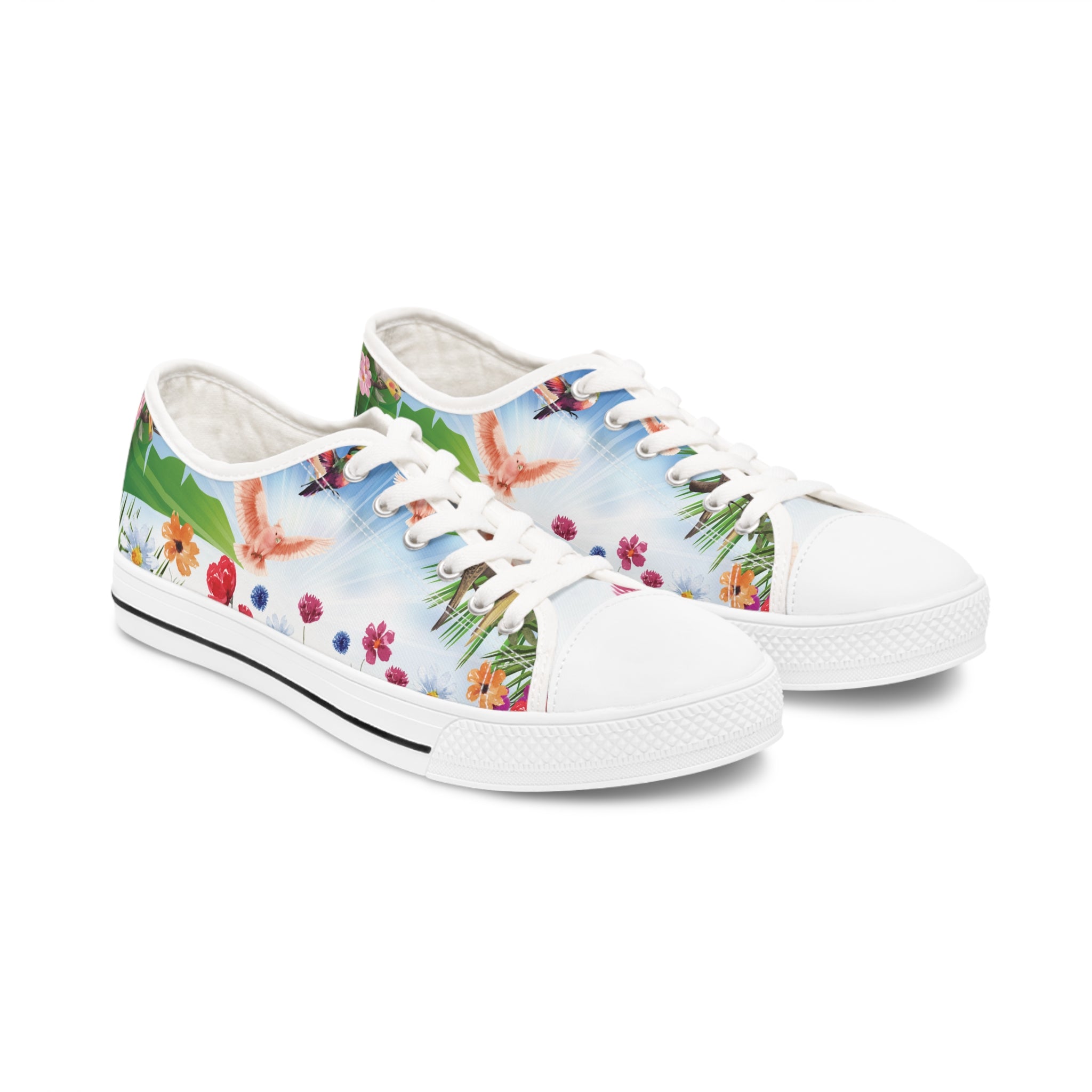Tropical Birds Women's Low Top Sneakers Breathable Polyester Canvas, Lightweight Stylish Comfortable All-Day Wear, Perfect for Walking and Everyday Activities - MRSBYVALLE