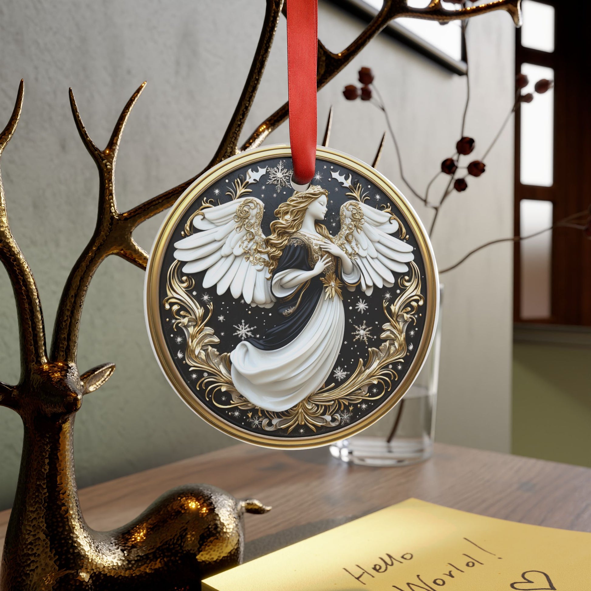 Elegant Black & Gold Angel 3D Illusion Christmas Ornament - Stunning Holiday Decor, Perfect Gift, Luxurious Design, Adds Timeless Beauty and Sophistication to Your Christmas Tree Holiday Gifts - MRSBYVALLE