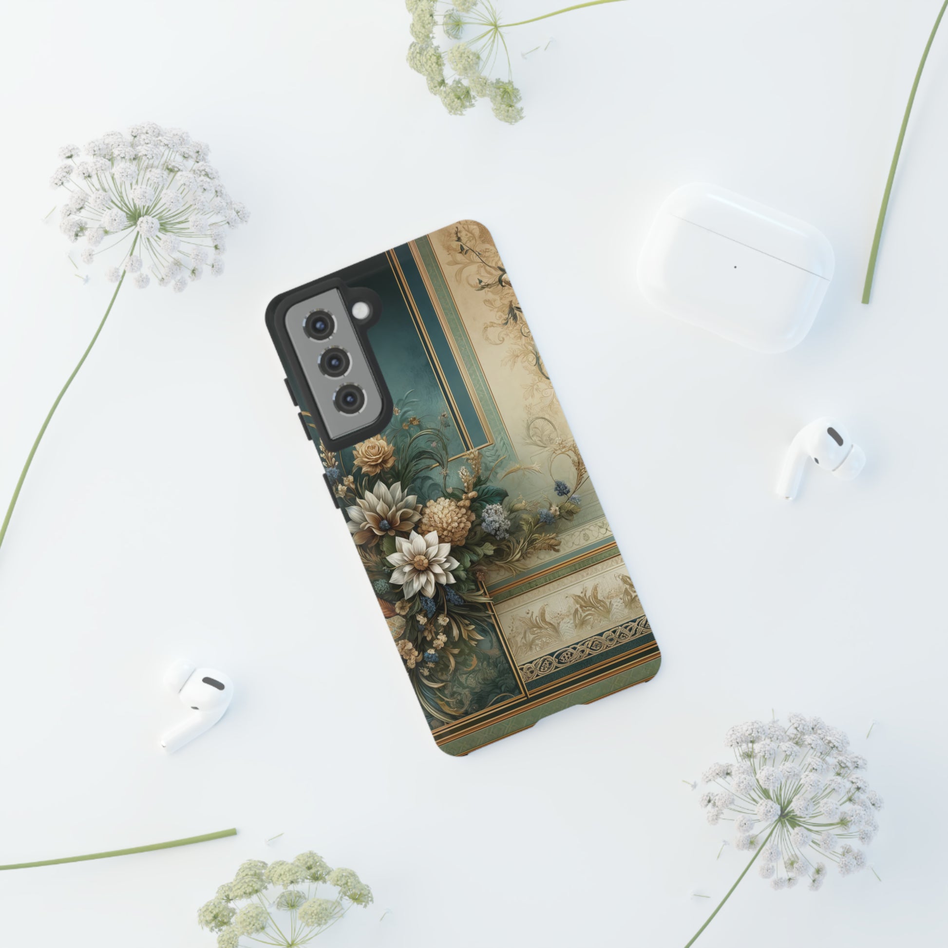 Victorian Floral Boho Luxury Phone Tough Case Floral Elegant Durable Stylish for Modern Devices iPhone 15, Samsung iPhone Samsung Accessory Gift for Her.