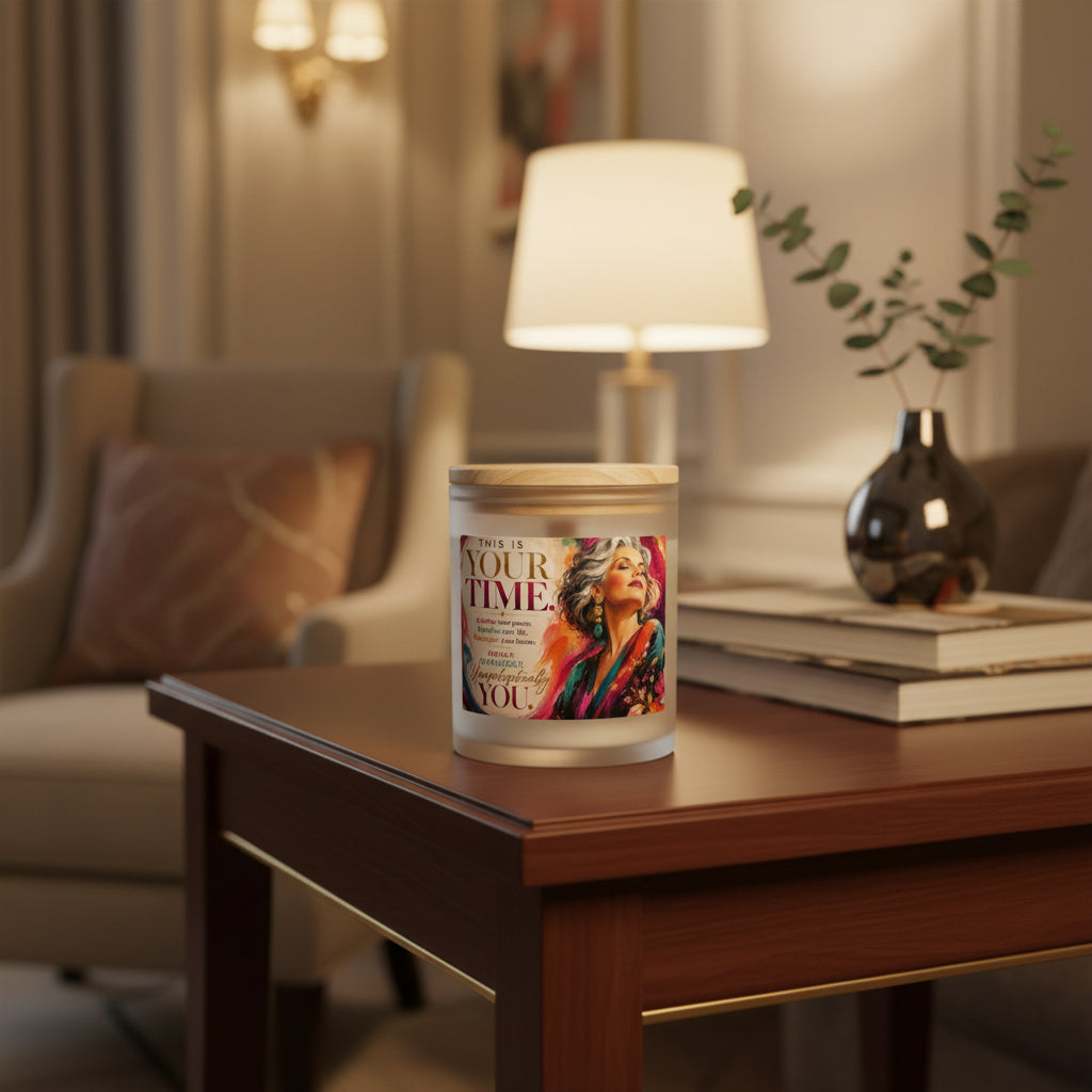 Frosted Glass Candle — "This is Your TIME" 11oz Inspirational Scented Candle