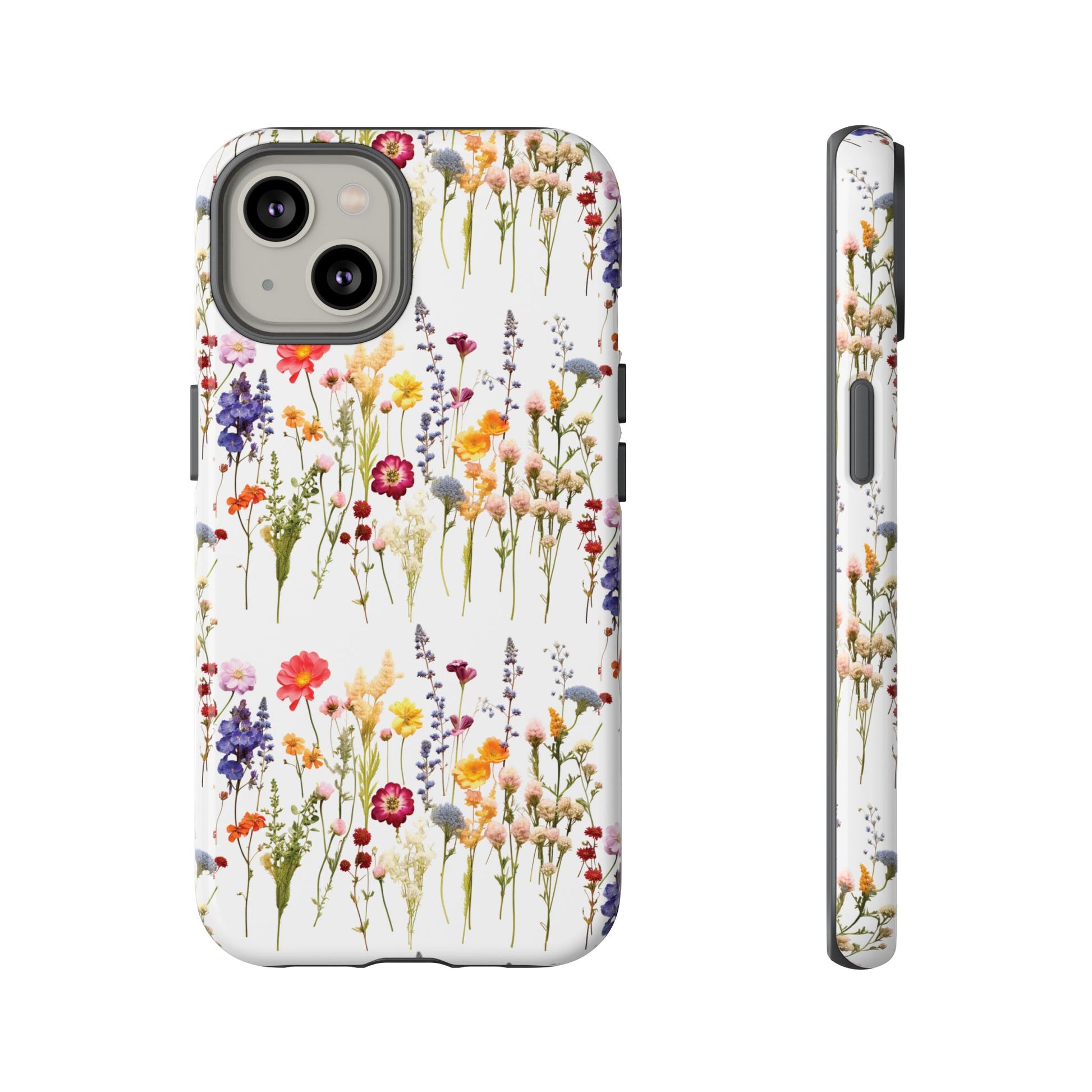 White Best Phone Case Press Flowers Floral 3D Illusion Luxury Tough Case Floral Elegant Durable Stylish for Modern Devices iPhone 17, 16, 15, Samsung iPhone Samsung Accessory Gift for Her
