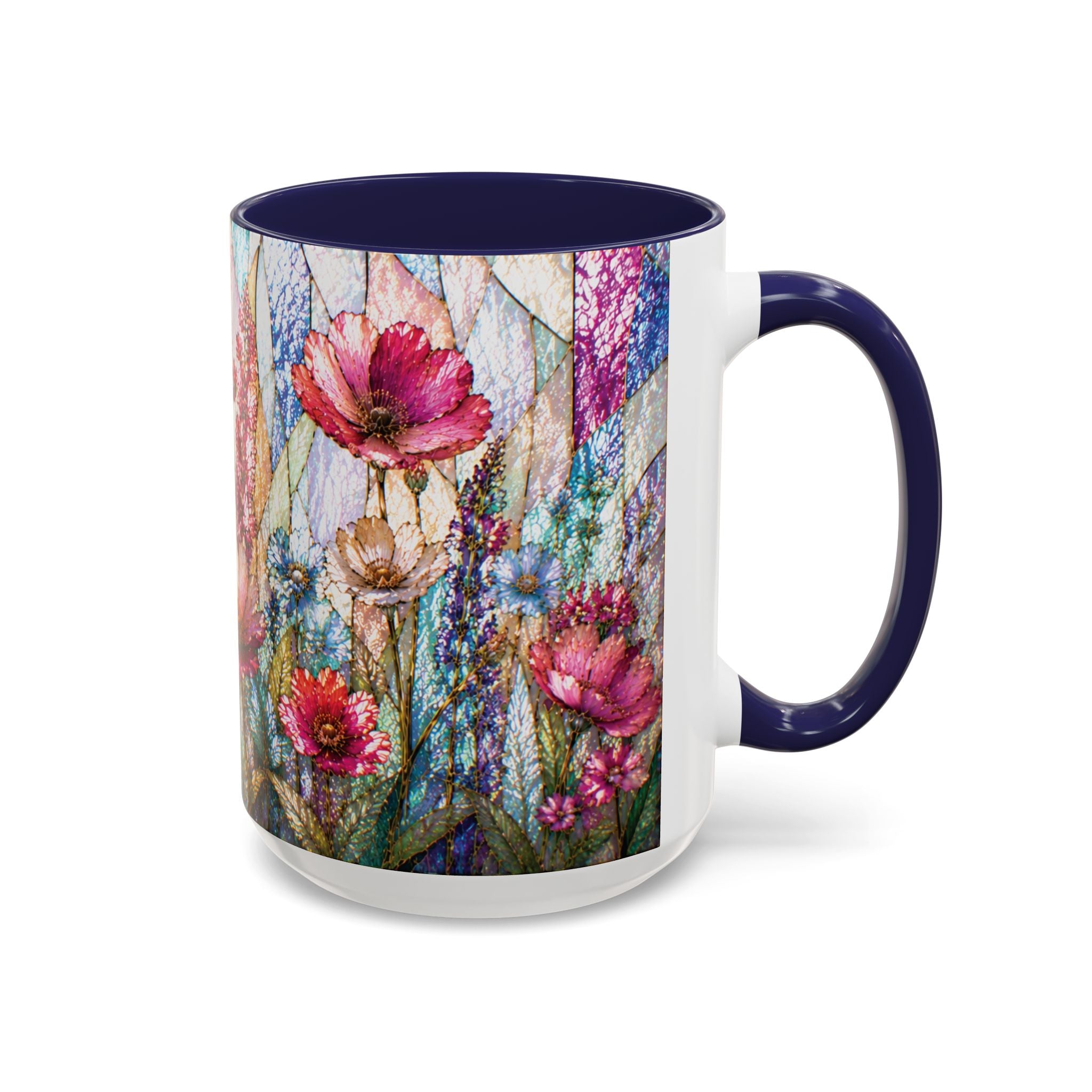Wildflower Watercolor Coffee Mug Vibrant Wildflower Accent 11/15oz Stain Glass Illusion