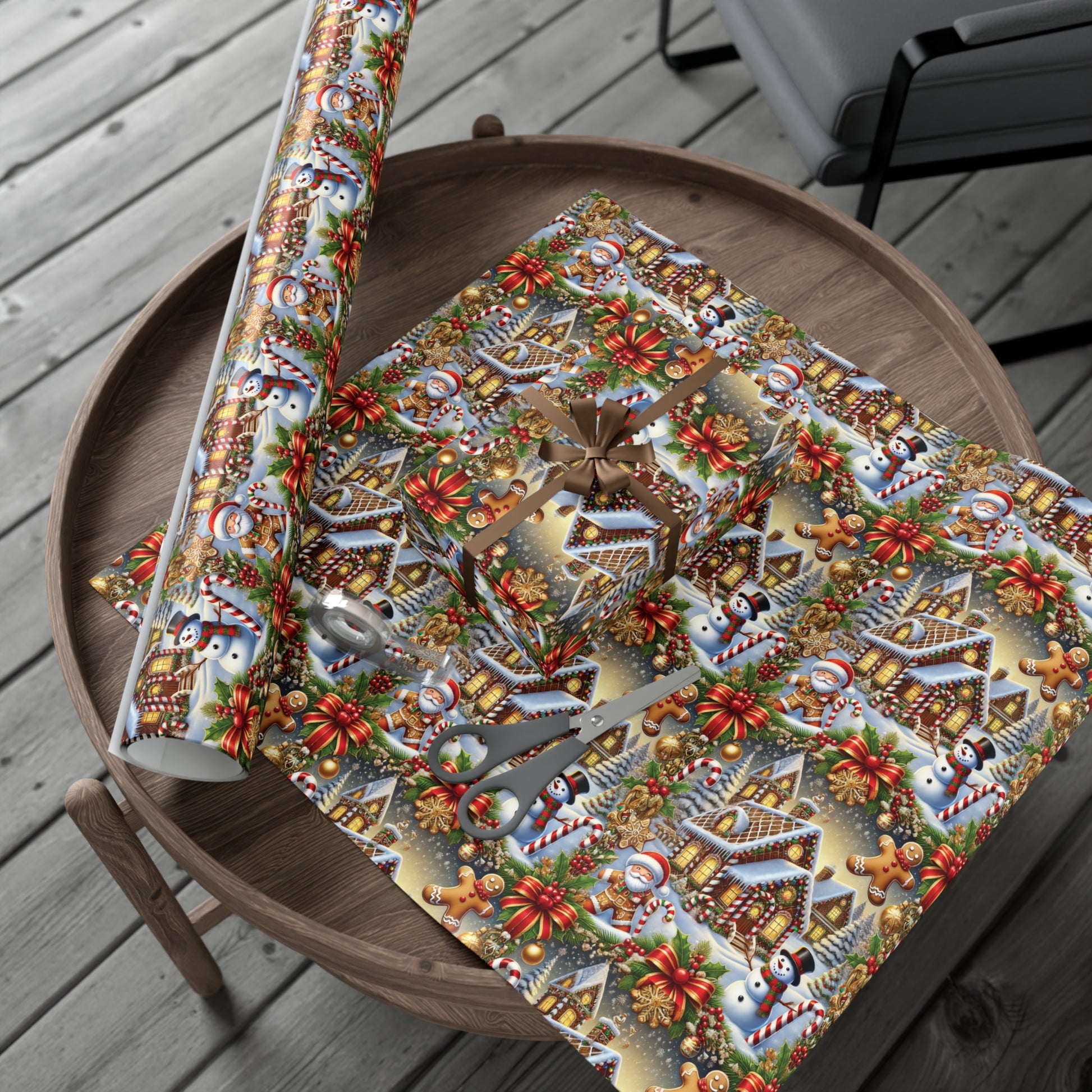 Gingerbread House & Snowman Christmas Wrapping Paper Festive Holiday Gift Wrap with Vibrant Perfect for Christmas Presents and Seasonal Decor - MRSBYVALLE