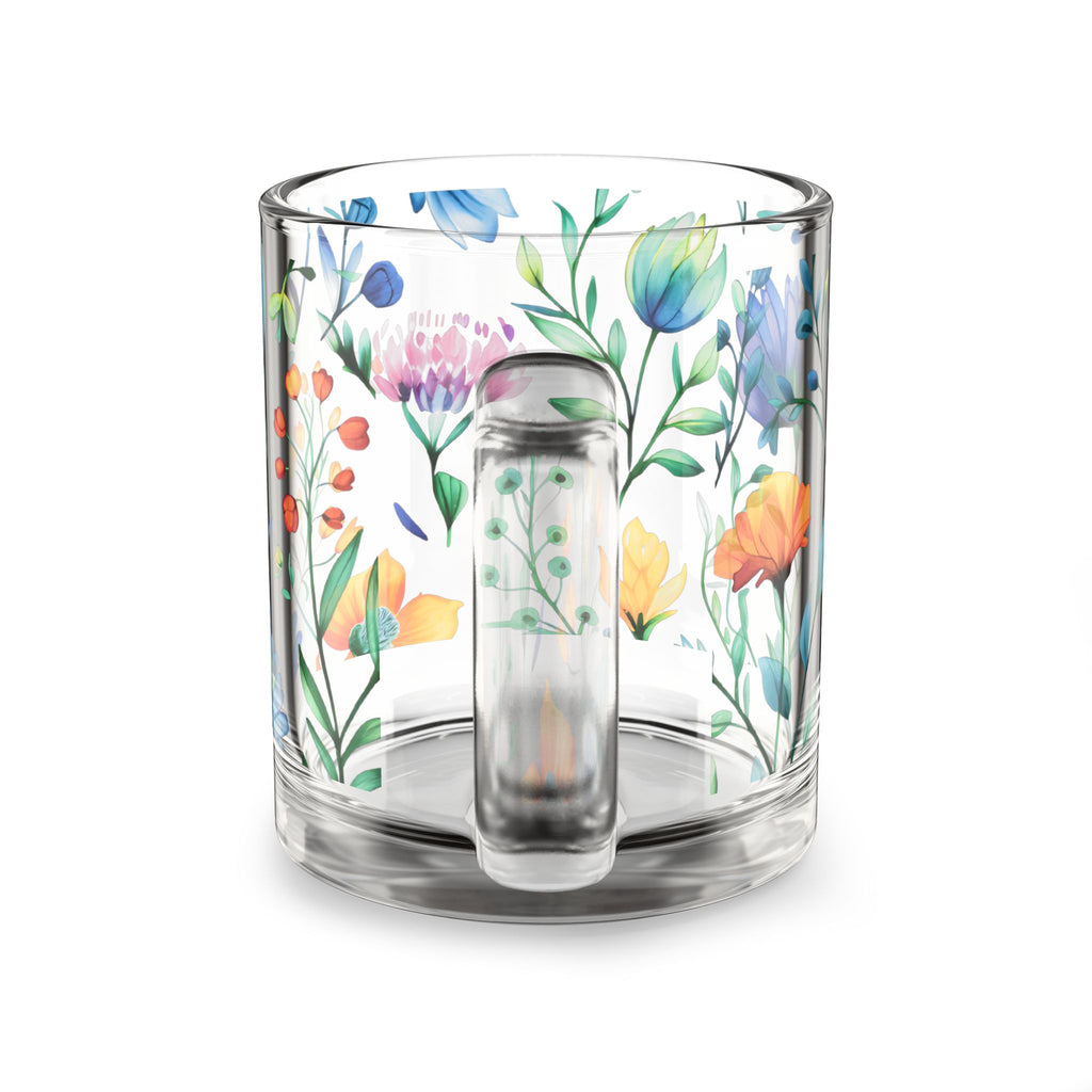 Mug en Verre Fleurs Sauvages Aquarelle | Tasse à Café Florale 300 ml Cadeau pour Anniversaire, Maman