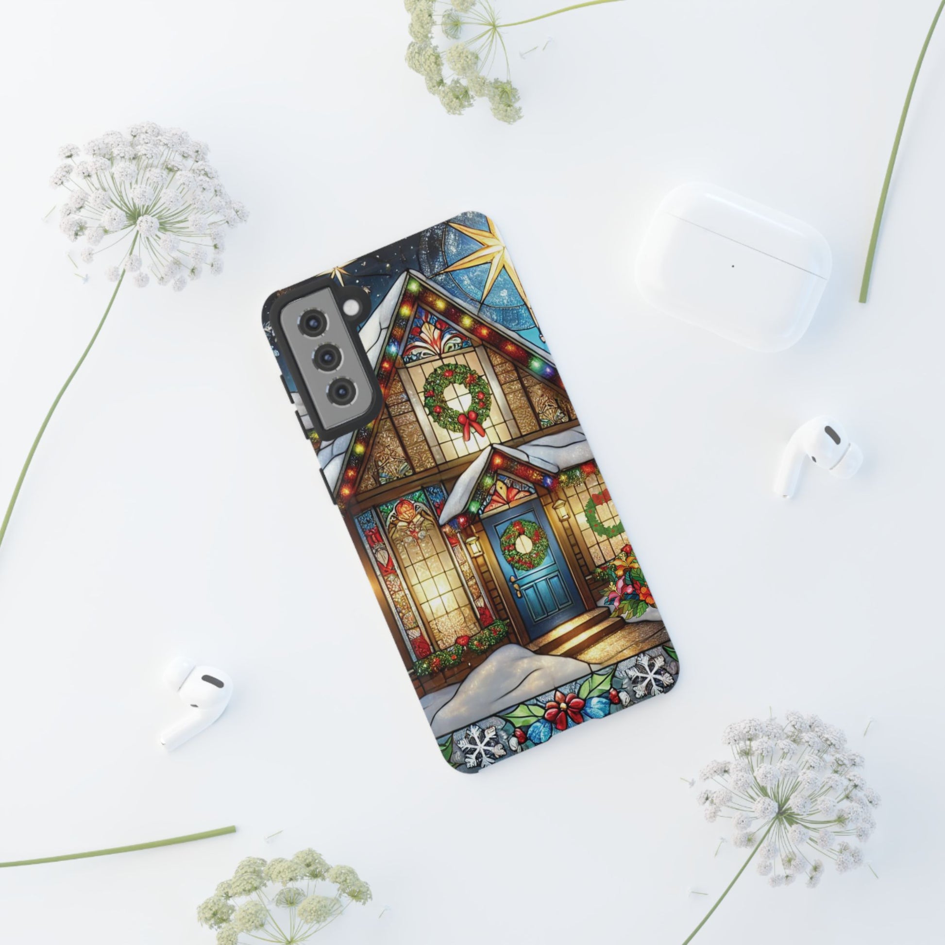 Stain Glass Christmas Phone Case Unique Holiday Protection for Your Device | Stylish & Durable Cover Gift for Her Phone 15, Samsung iPhone Samsung Accessory Gift for Her - MRSBYVALLE