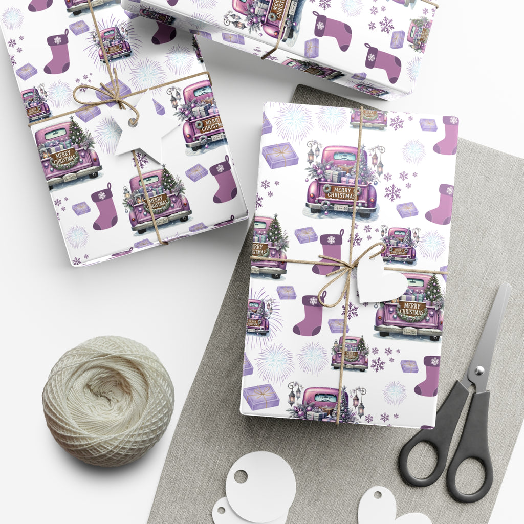 Elegant Lavender Christmas Wrapping Paper Soft Pastel Design with Snowflakes and Sparkling Accents, Perfect for Adding a Unique Touch to Your Holiday Gifts - MRSBYVALLE
