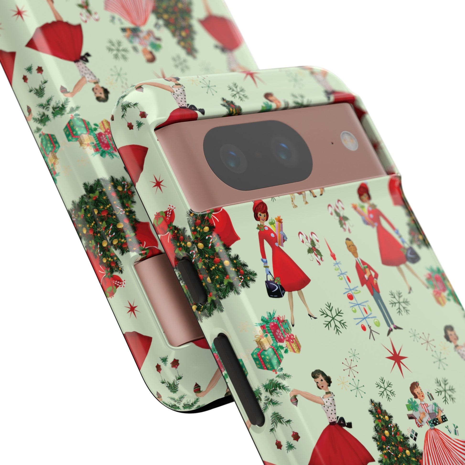 1950s Vintage Phone Case - Retro Christmas Design | Unique Holiday Protection for Your Device | Stylish & Durable Cover Gift for Her Phone 15, Samsung iPhone Samsung Accessory Gift for Her