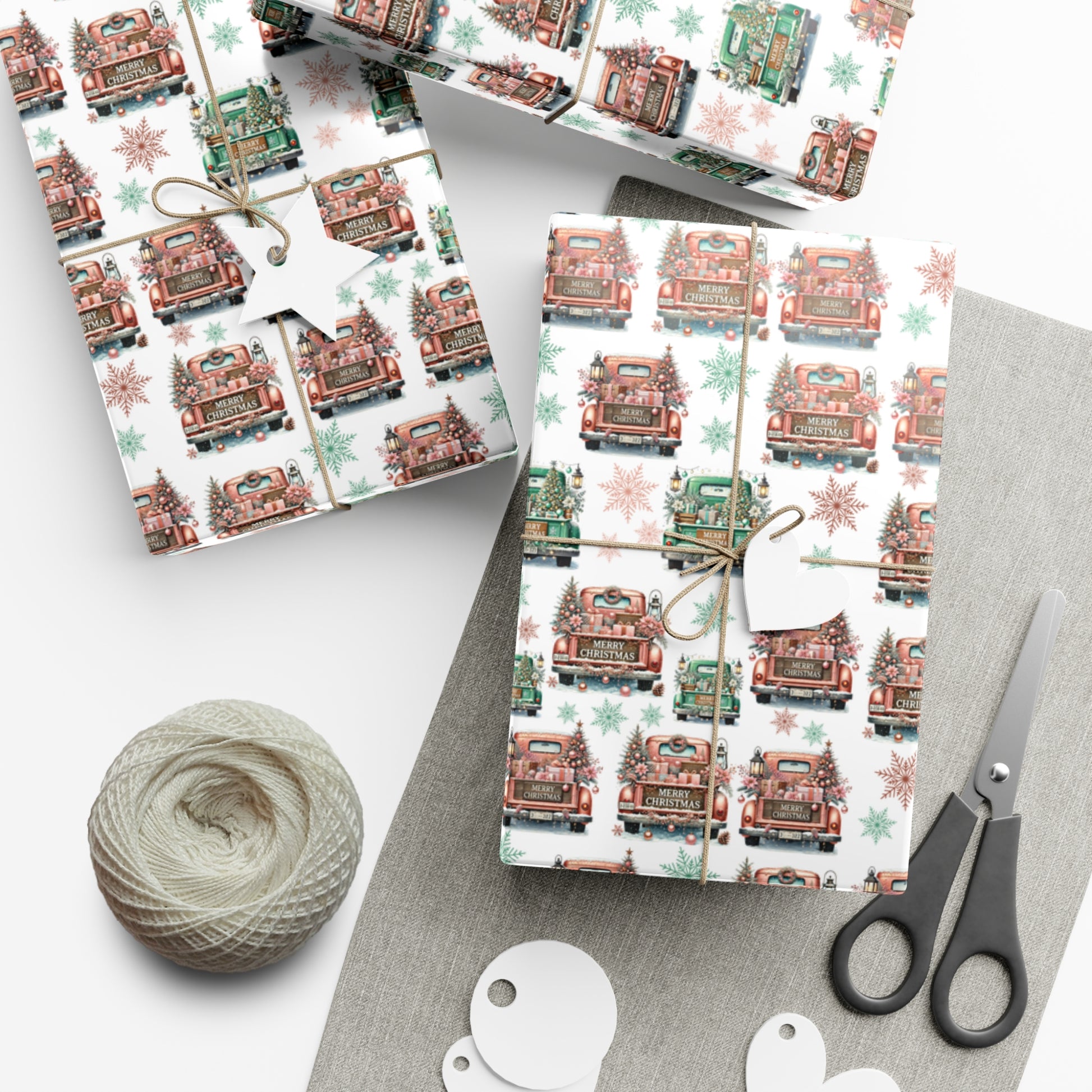 Charming Pink & Mint Green Christmas Pickup Gift Wrap Paper – Festive and Unique Holiday Wrapping, Perfect for Adding a Playful Touch to Your Gifts - MRSBYVALLE
