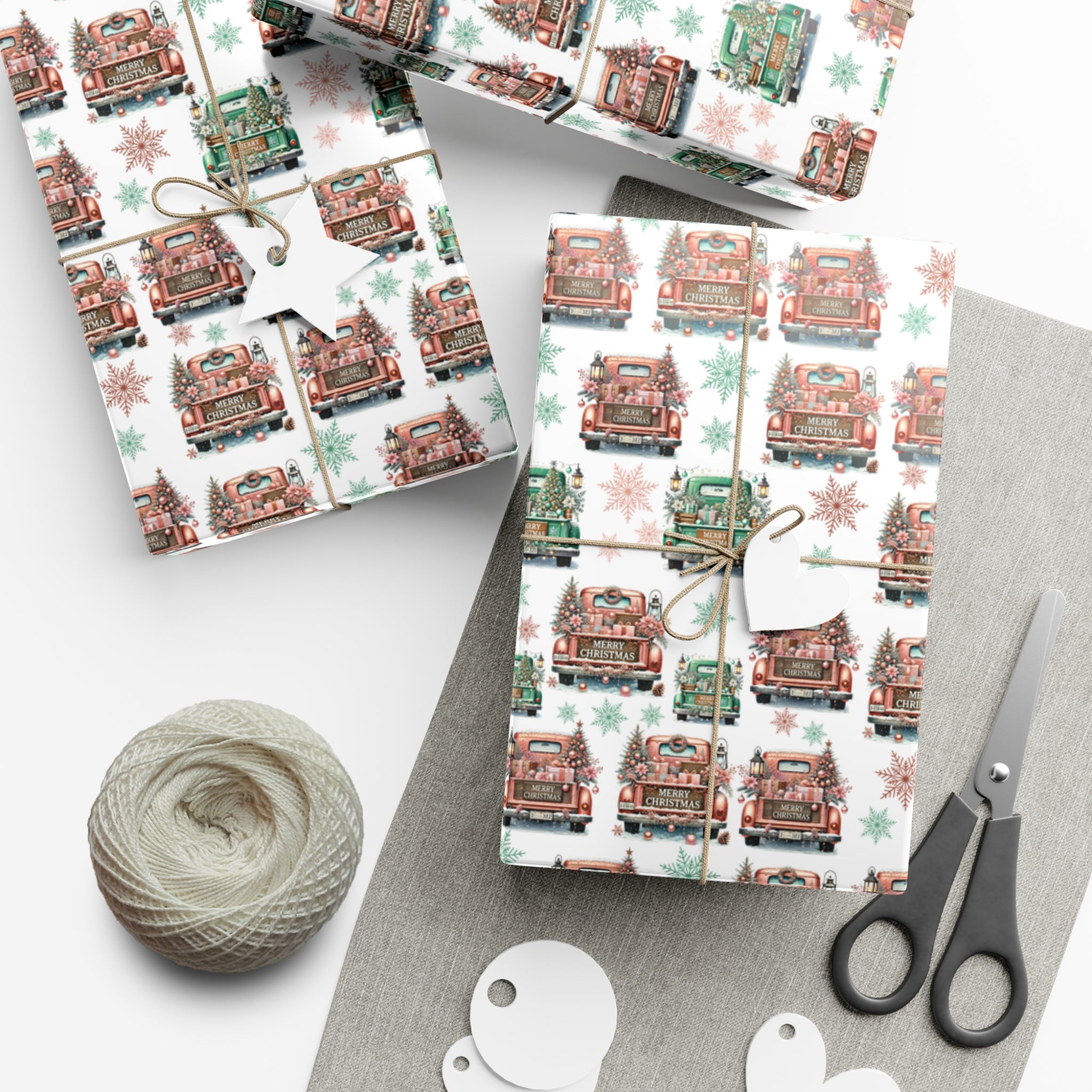 Charming Pink & Mint Green Christmas Pickup Gift Wrap Paper – Festive and Unique Holiday Wrapping, Perfect for Adding a Playful Touch to Your Gifts - MRSBYVALLE