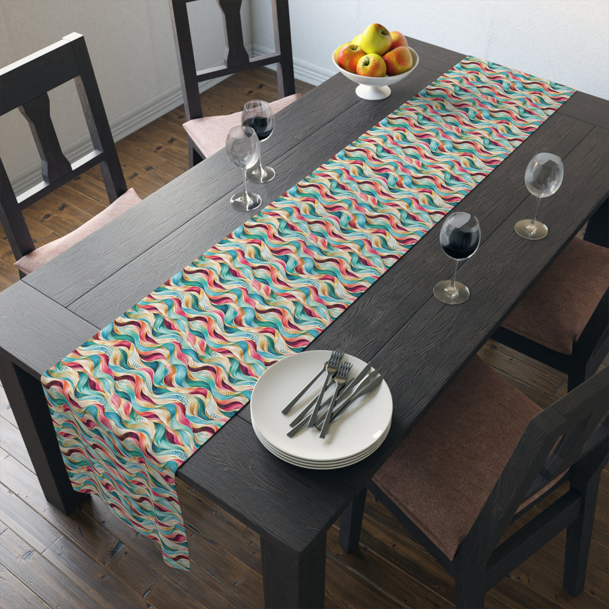 Retro Pastel Wave Table Runner