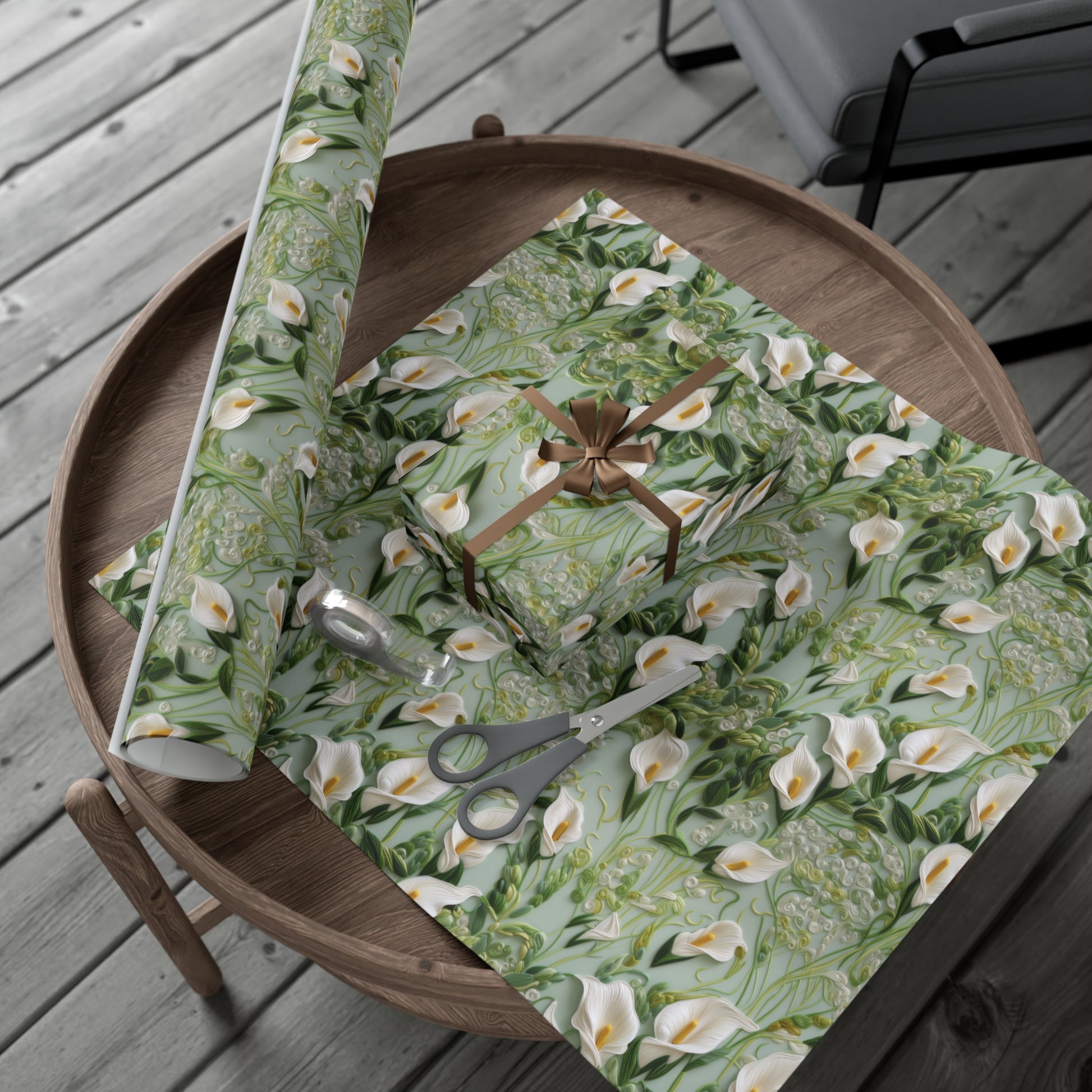 Elegant Calla Lily Wrapping Paper Beautiful Floral Design for Christmas, Birthdays & Special Occasions | Premium Gift Wrap for Nature Lovers Luxurious - MRSBYVALLE