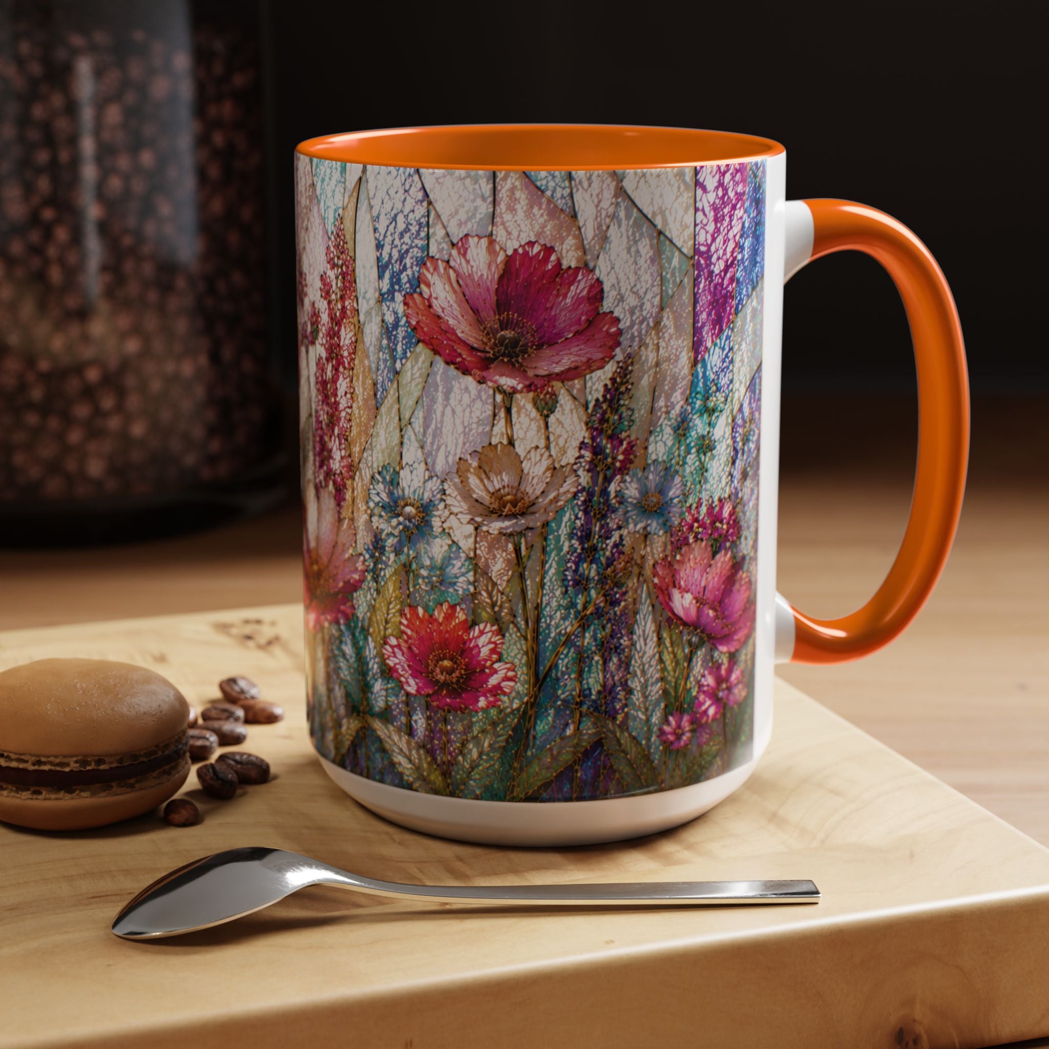 Wildflower Watercolor Coffee Mug Vibrant Wildflower Accent 11/15oz Stain Glass Illusion