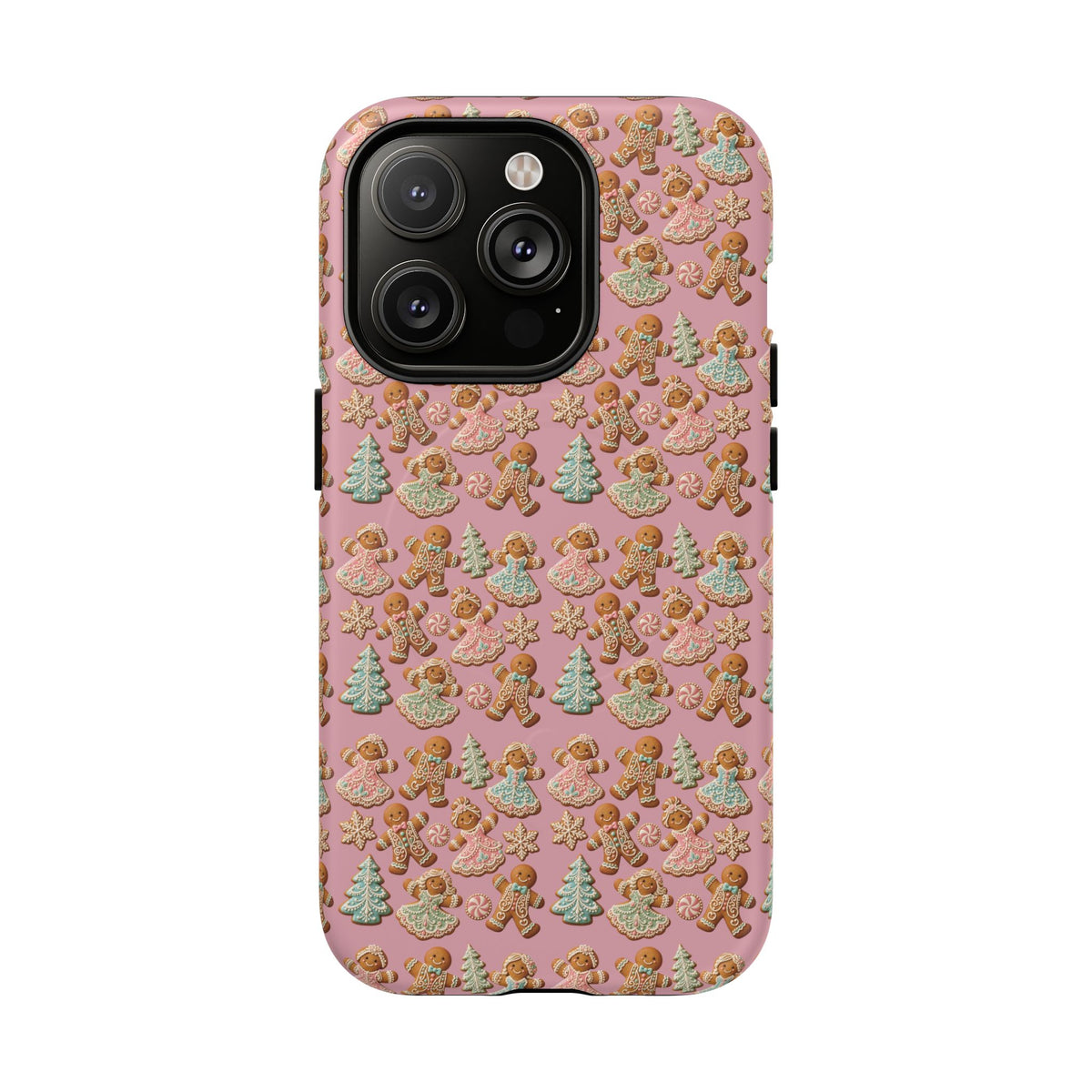 Phone Case — Pink Gingerbread Cookies Pattern Tough Magnetic Case