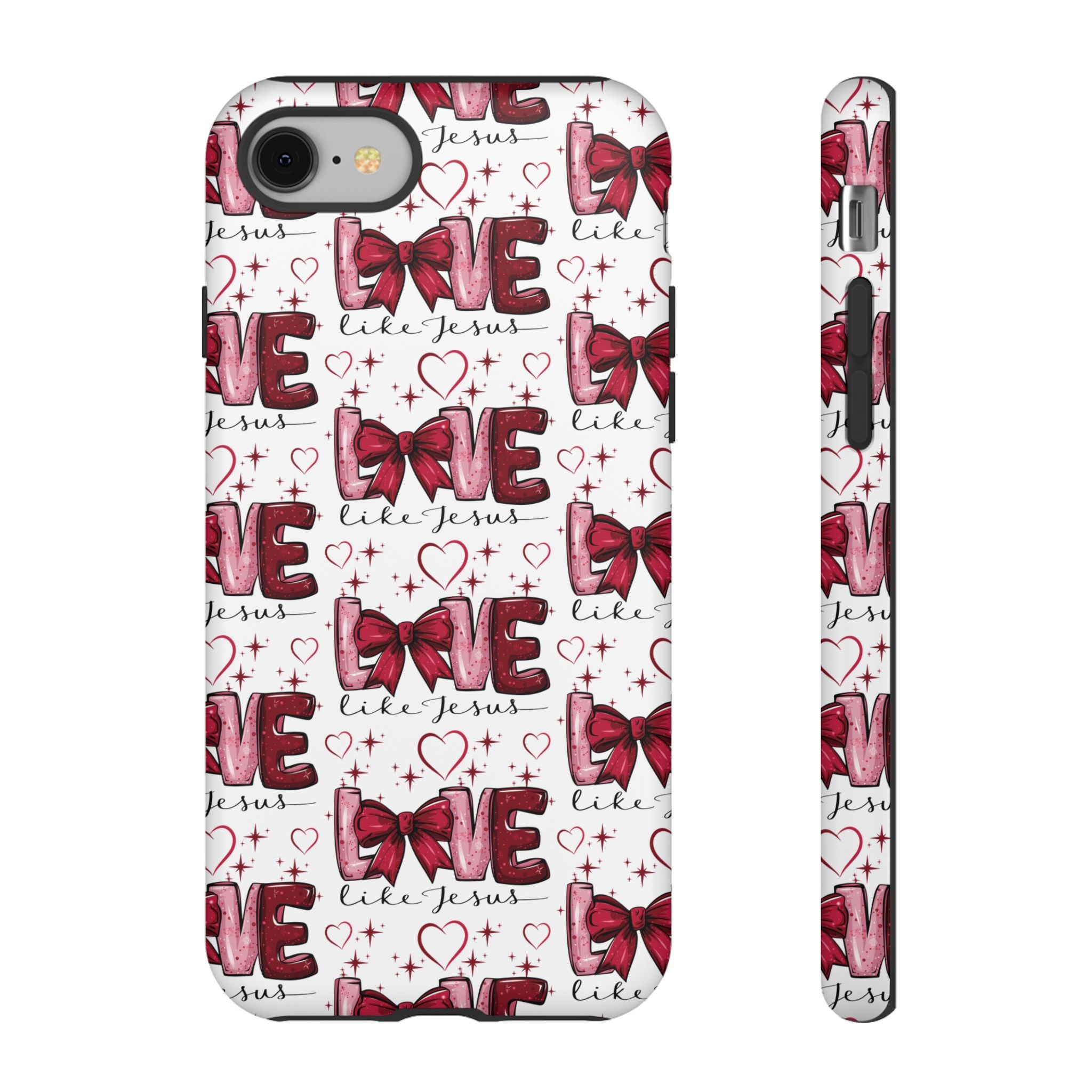 Love Like Jesus Red Bows and Hearts—Tough, Faithful Phone Cases & Religious iPhone Accessories: Protect Your Device & Show Your Faith