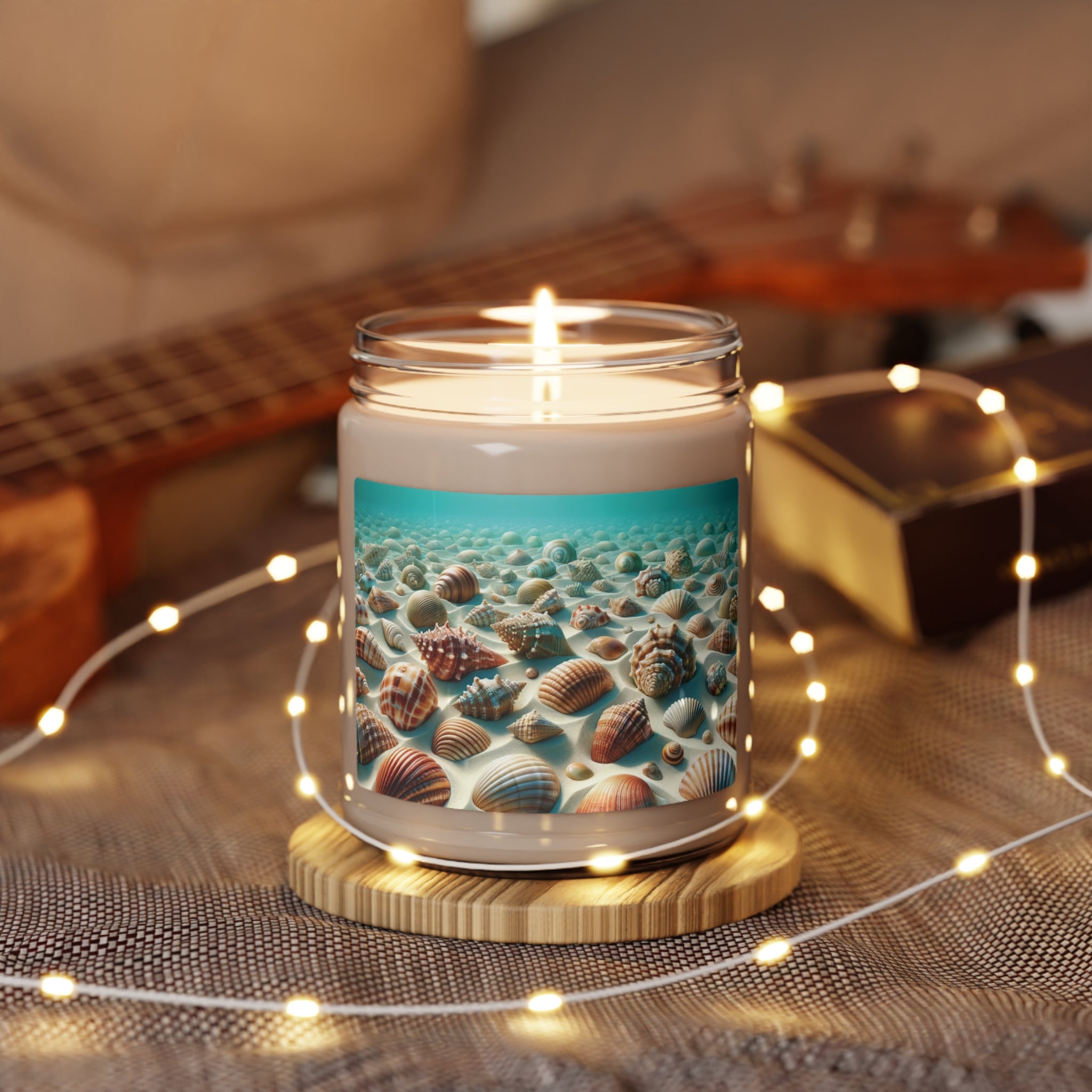 Plush Ocean Bliss Turquoise Seashell Candle Perfect for Relaxation Home Ambiance Scented Soy Candle, 9oz, Wedding, Bridal Shower, Mother's Day Gift Housewarming Gift.