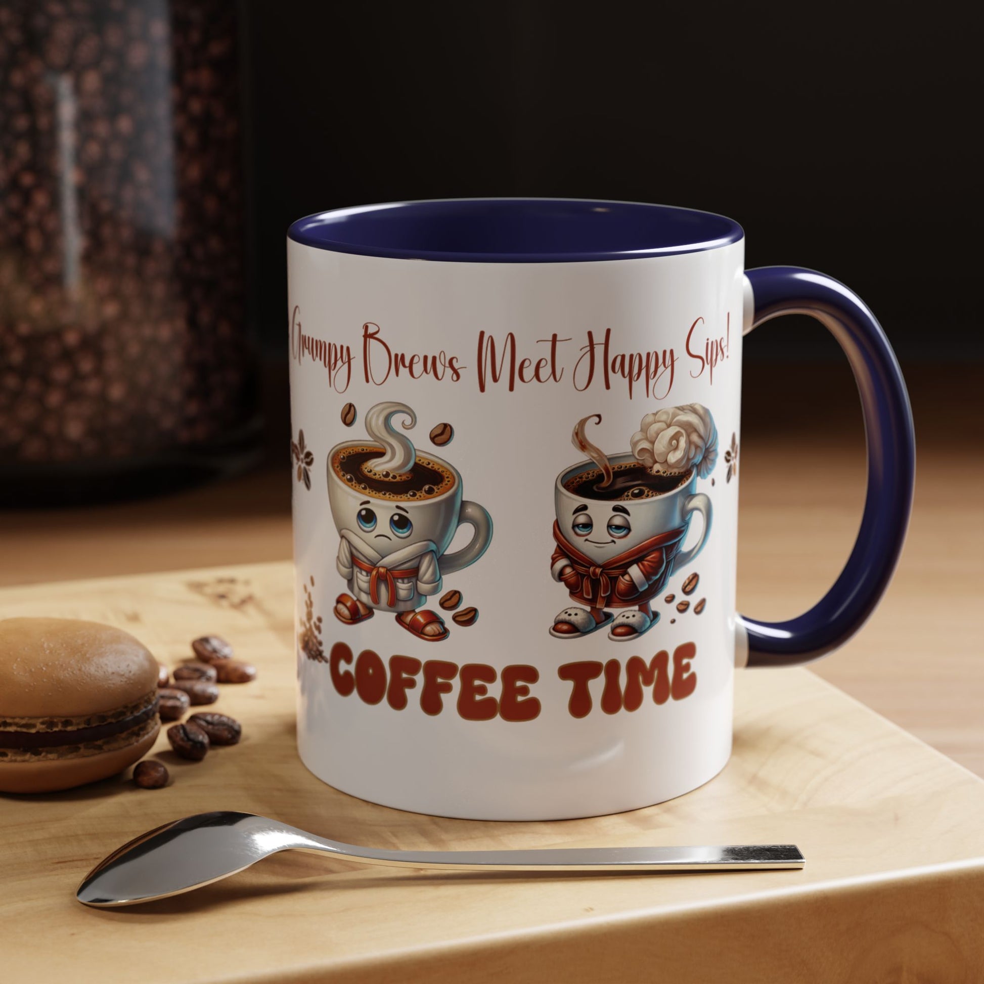 Grumpy Brews Meet Happy Sips Ceramic Mug - Funny Coffee Cup, Cute Tea Mug, Sarcastic Drinkware, Unique Gift, Kitchen Decor Accent Coffee Mug (11, 15oz) - MRSBYVALLE