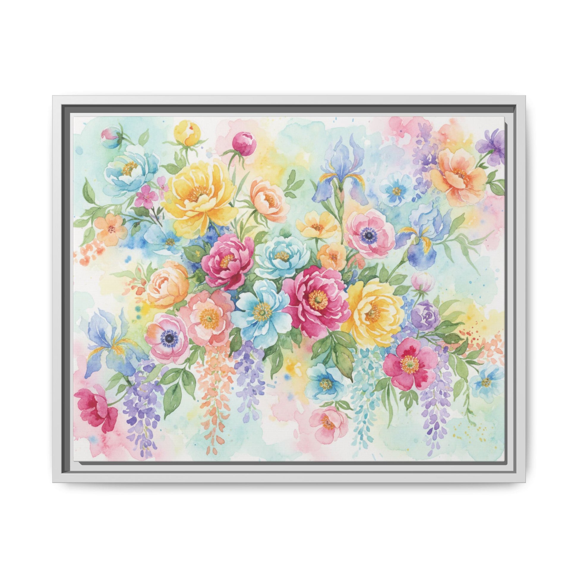 Watercolor Floral Bouquet Canvas, Framed Matte Wall Art | Multi-Color Wall Art