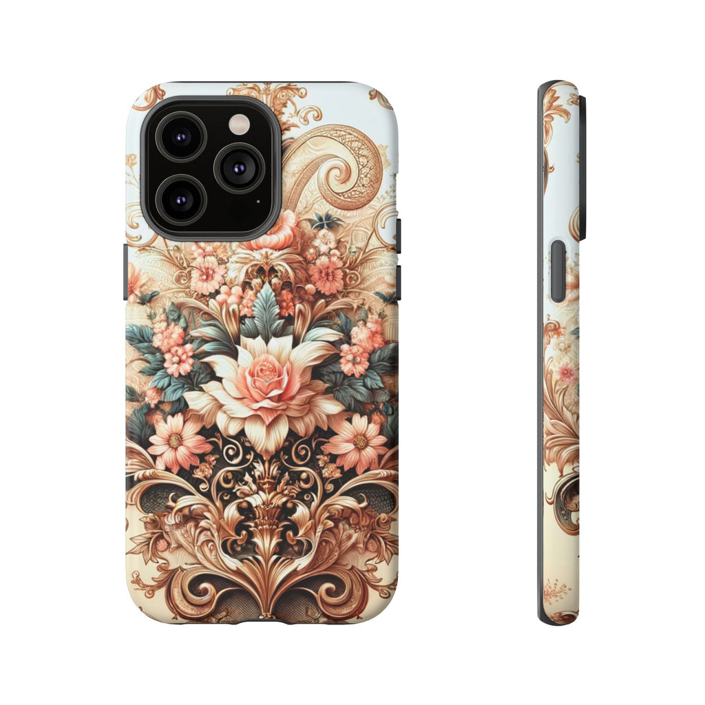 Gold Design Luxury Phone Tough Case Floral Elegant Durable Stylish for Modern Devices iPhone 17, 16, 15, Samsung iPhone Samsung Accessory Gift for Her