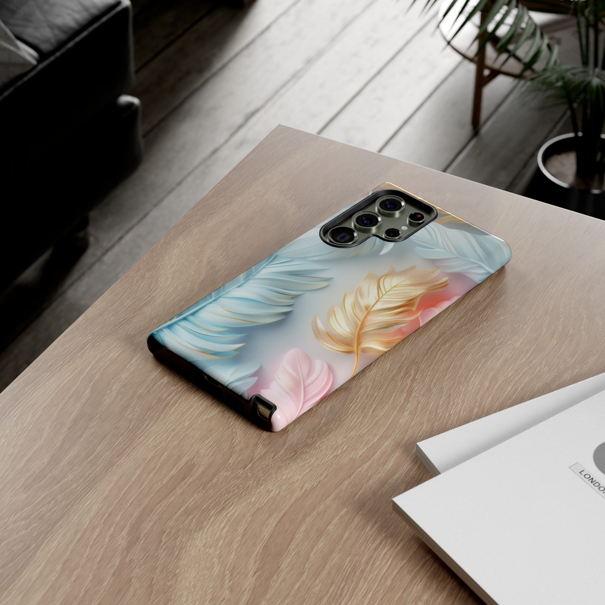 Pastel Feathers Protective Phone Case Gift for Her Phone 15, Samsung iPhone Samsung Gift for Her Case iPhone 15, Samsung iPhone Samsung Accessory Gift for Her